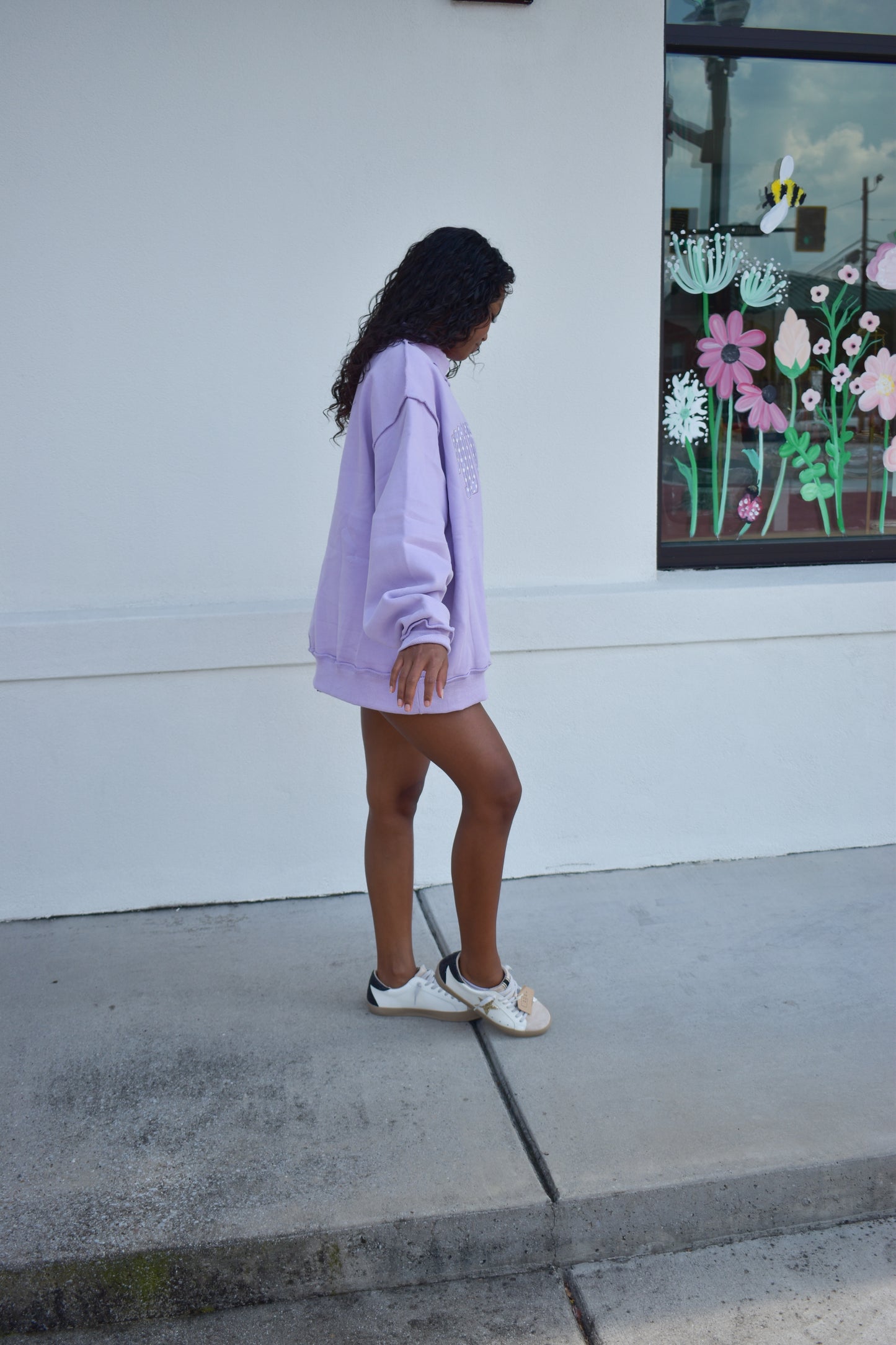 'PROVERBS 31:25' Script Collar Mockneck: Lavender