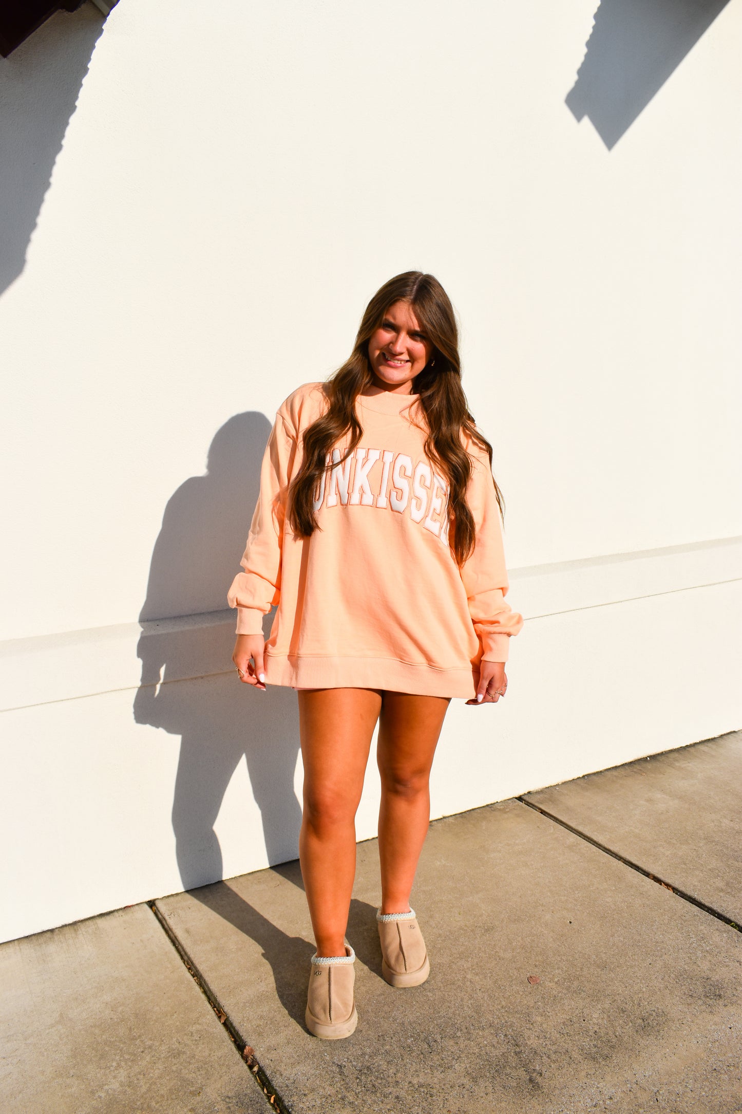Varsity Sunkissed Embroidered Mockneck: Papaya Orange