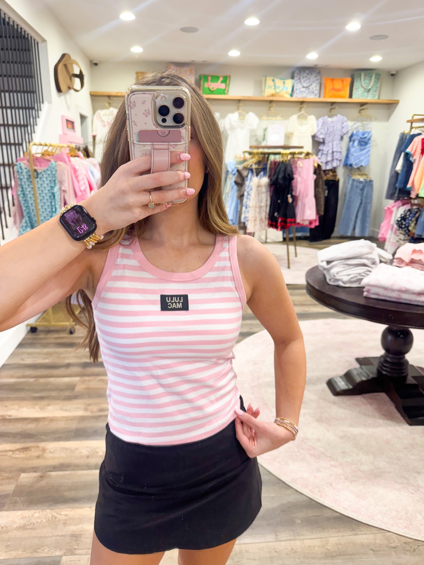 Lulu Mac Stripe Tank Top: Pink