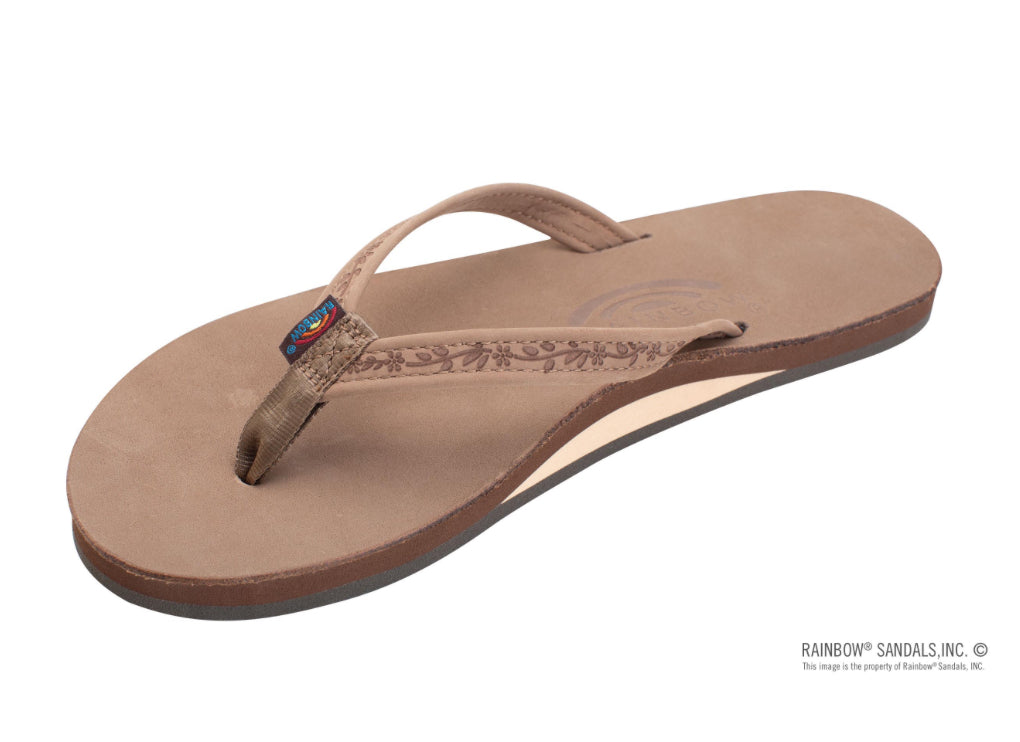 "Rainbow" Floral Dark Brown Flip Flops