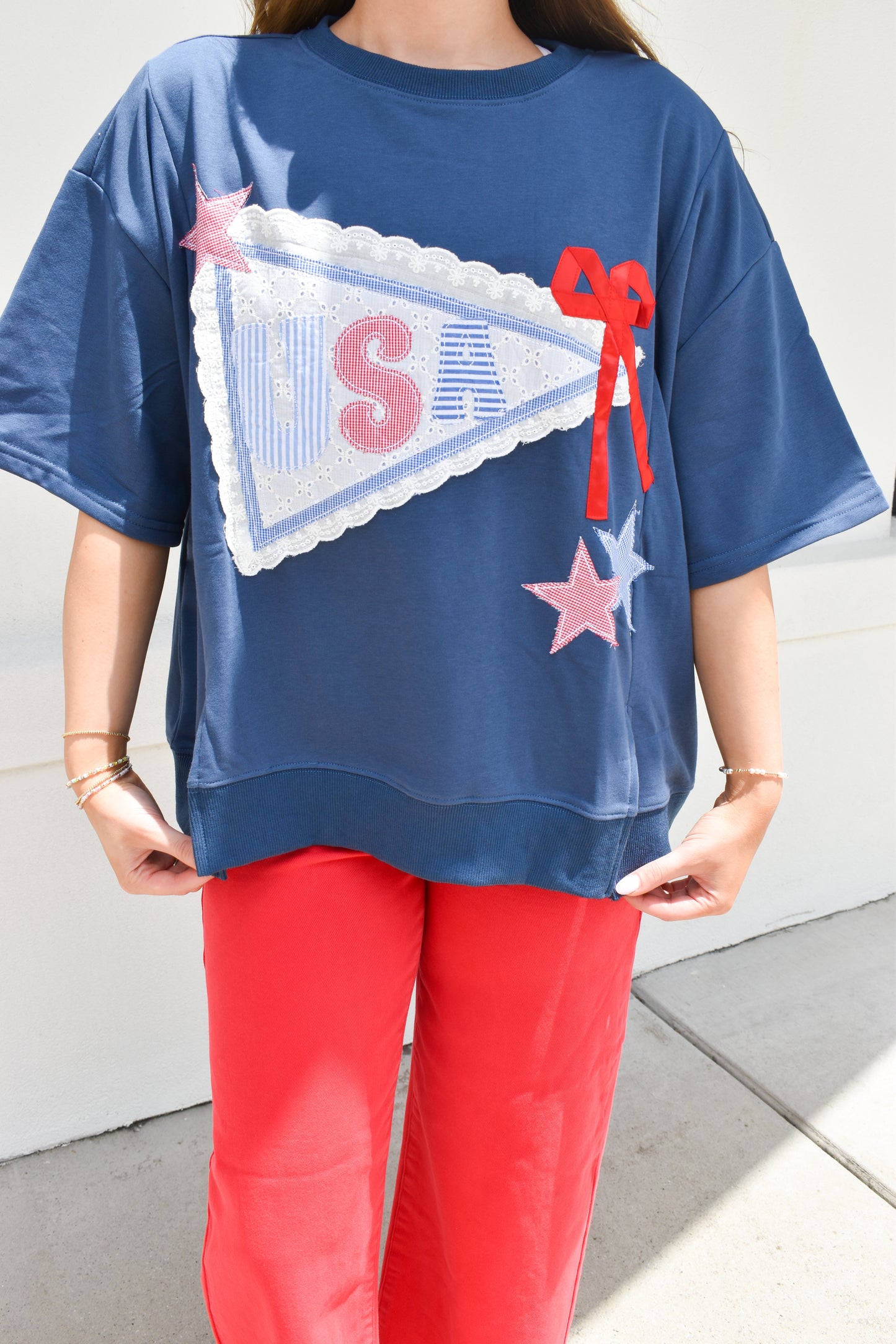 USA Lace Ribbon Sweatshirt