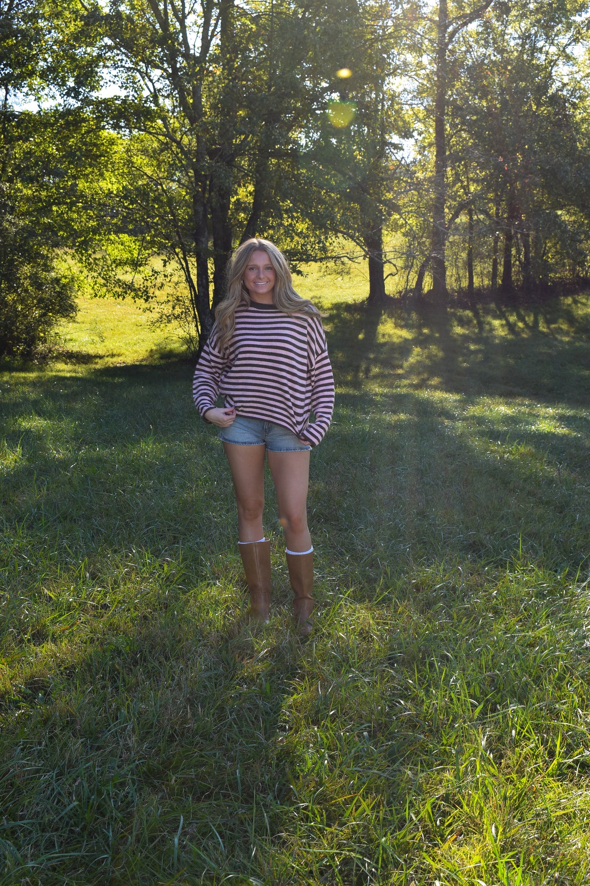 Mocha/Pink Stripe Sweater