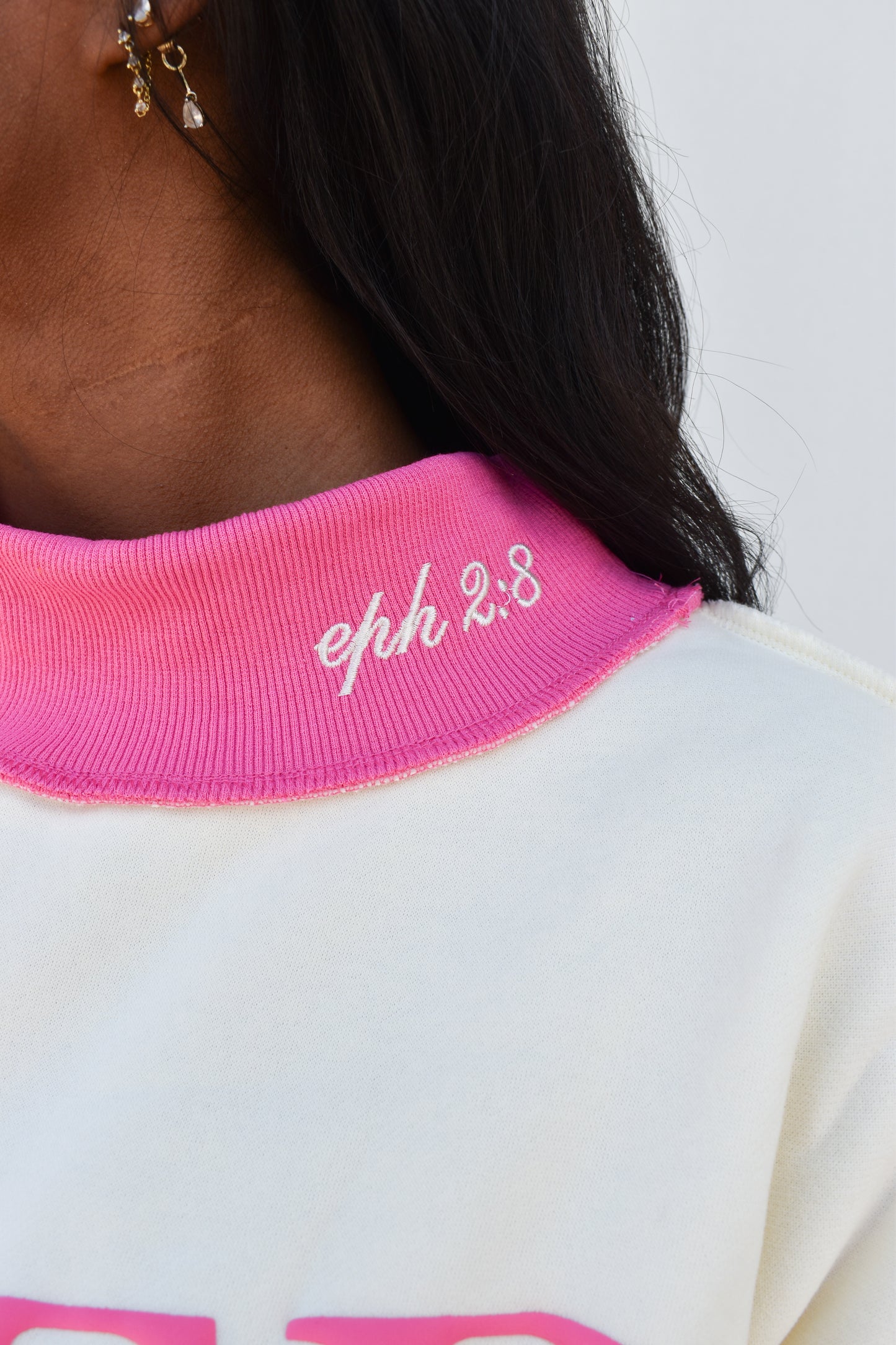'SAVED BY GRACE' Puff Print Mockneck