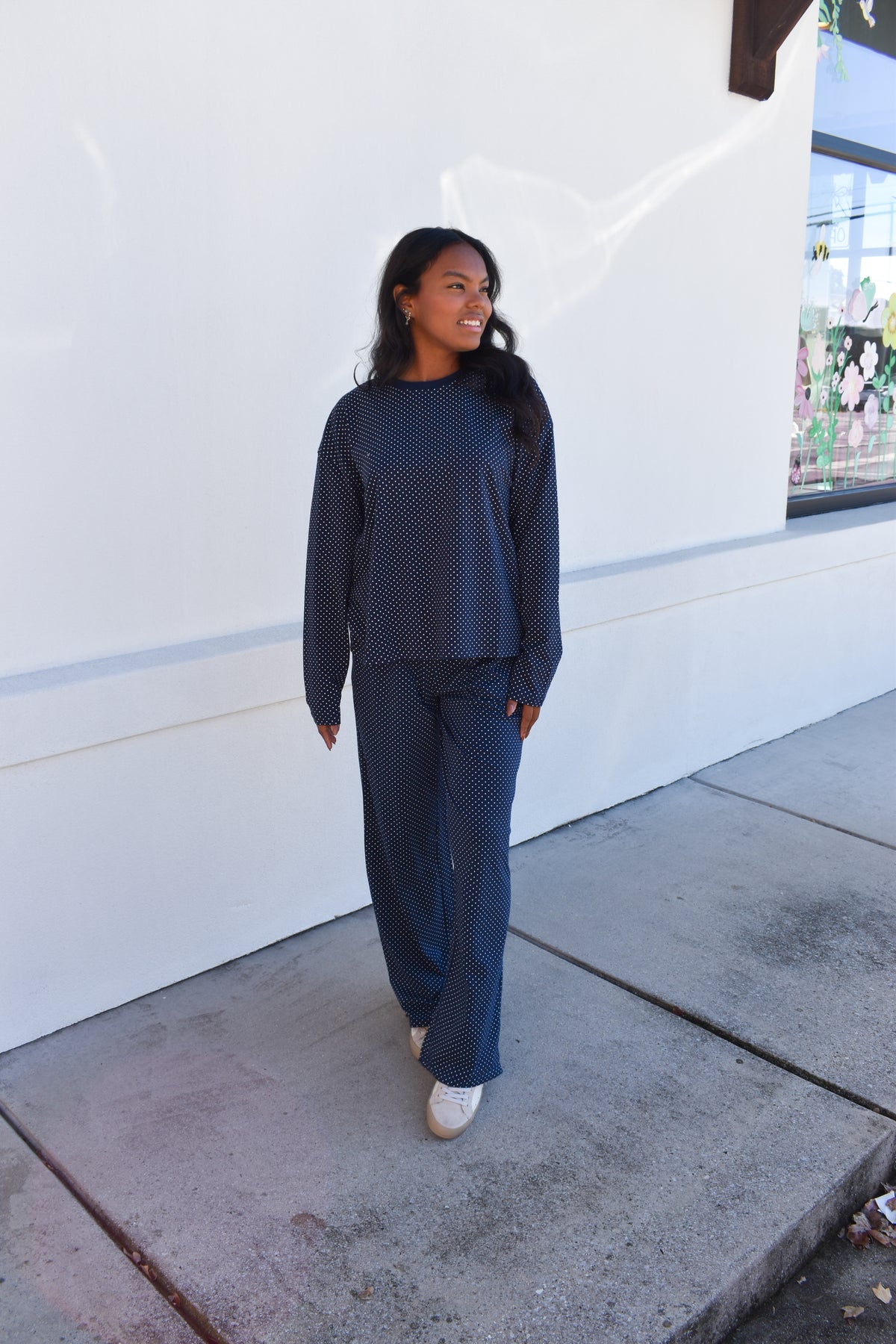 Navy Blue Polka Dot Loungewear Pants
