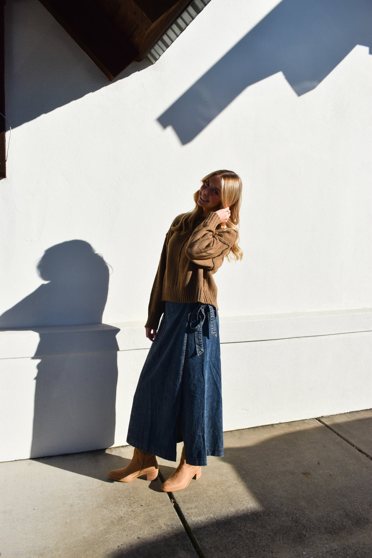 Denim Maxi Wrap Skirt