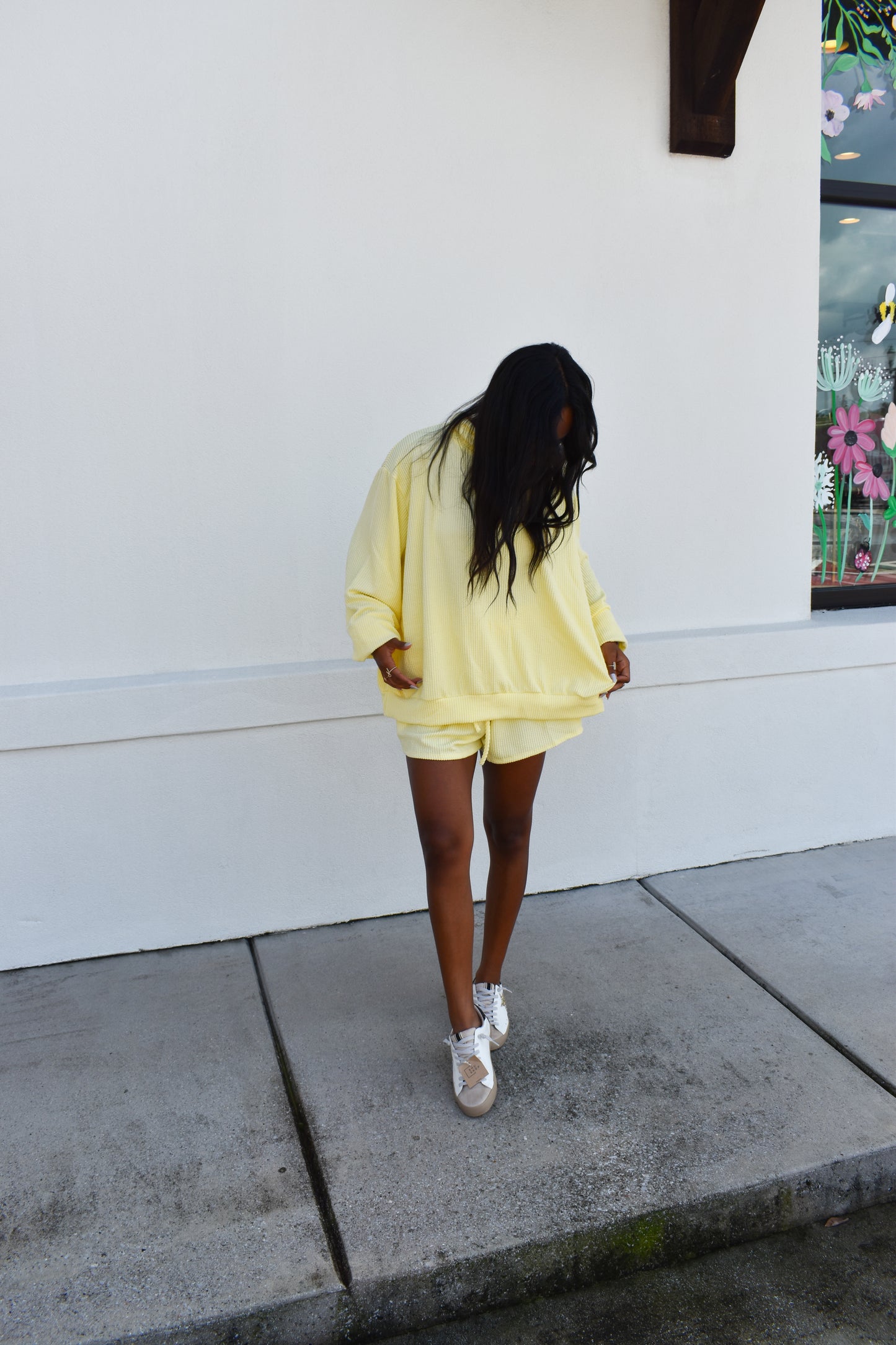 Yellow Waffle Knit Mockneck