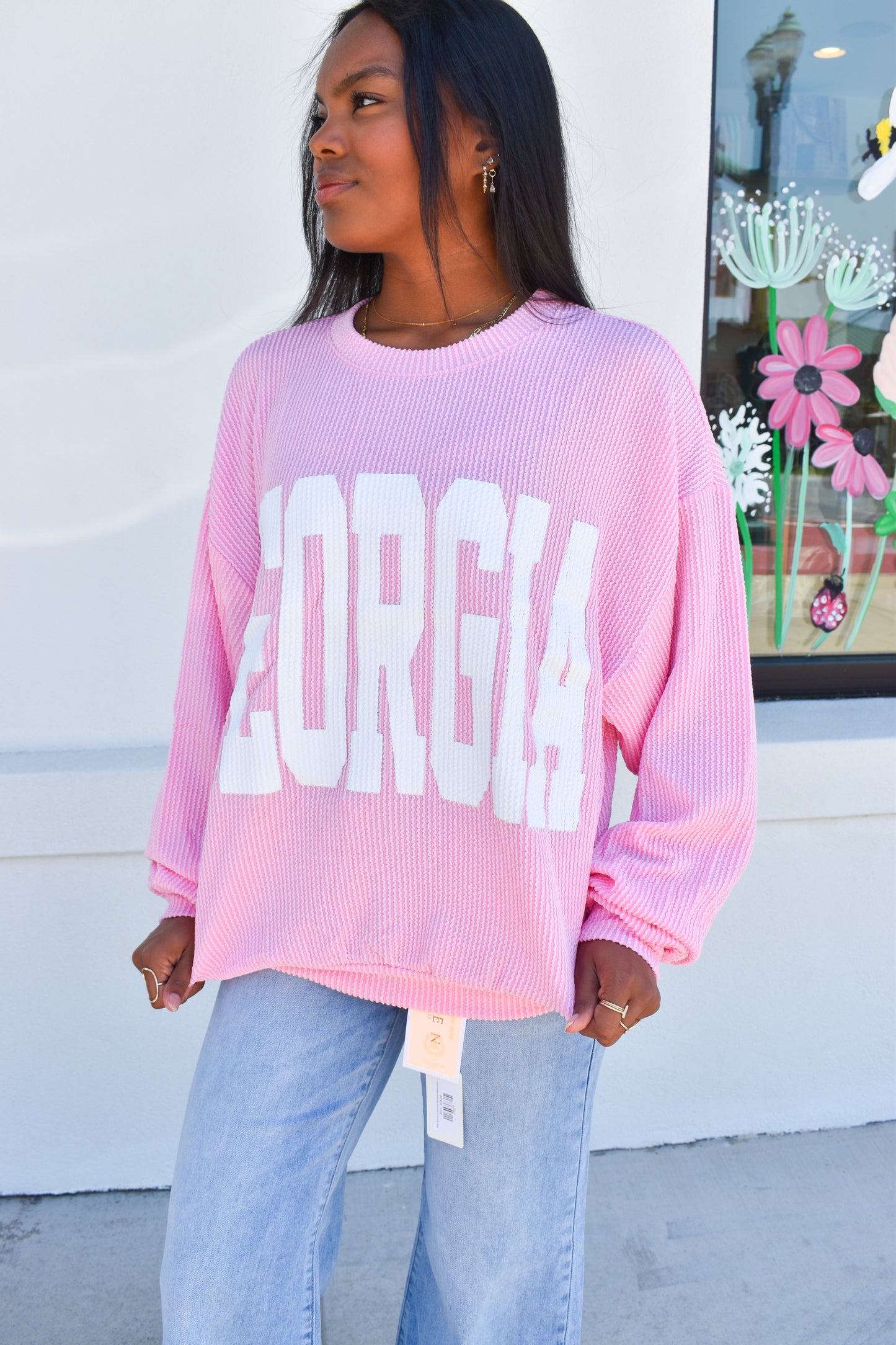 Pink Ribbed Georgia Sweatshirt