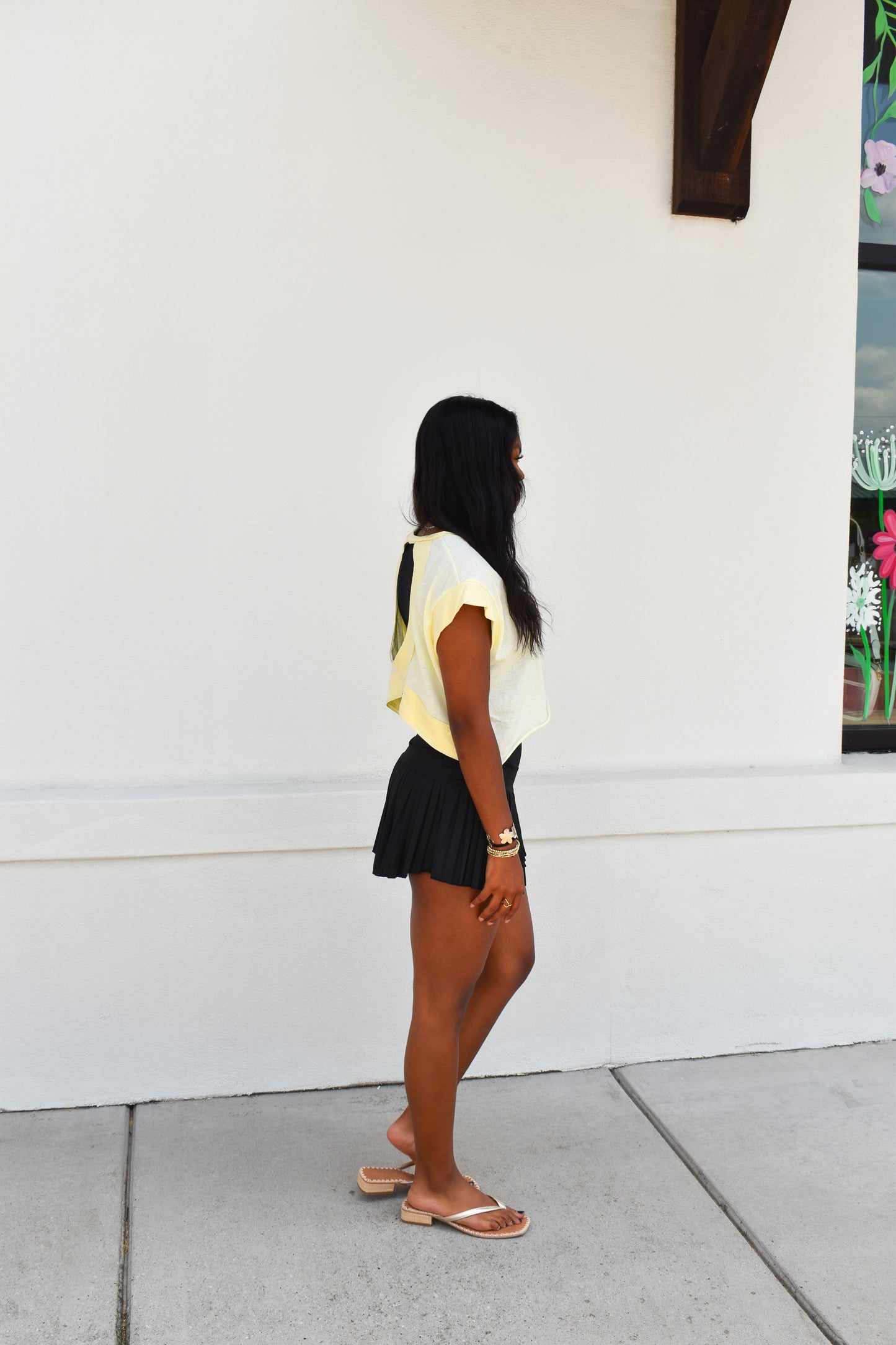 Cutout Back Layering Tee: Yellow