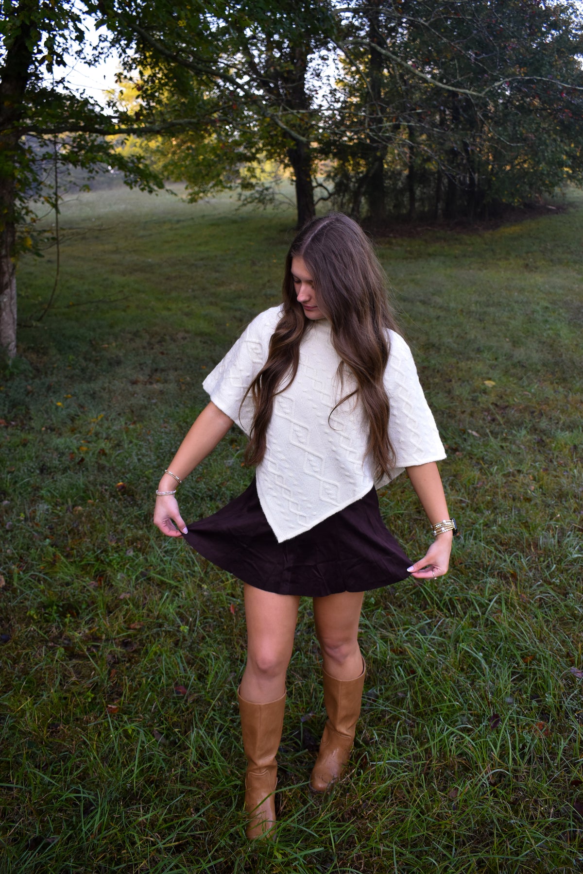 High-Waist Paneled Flare Mini Skirt