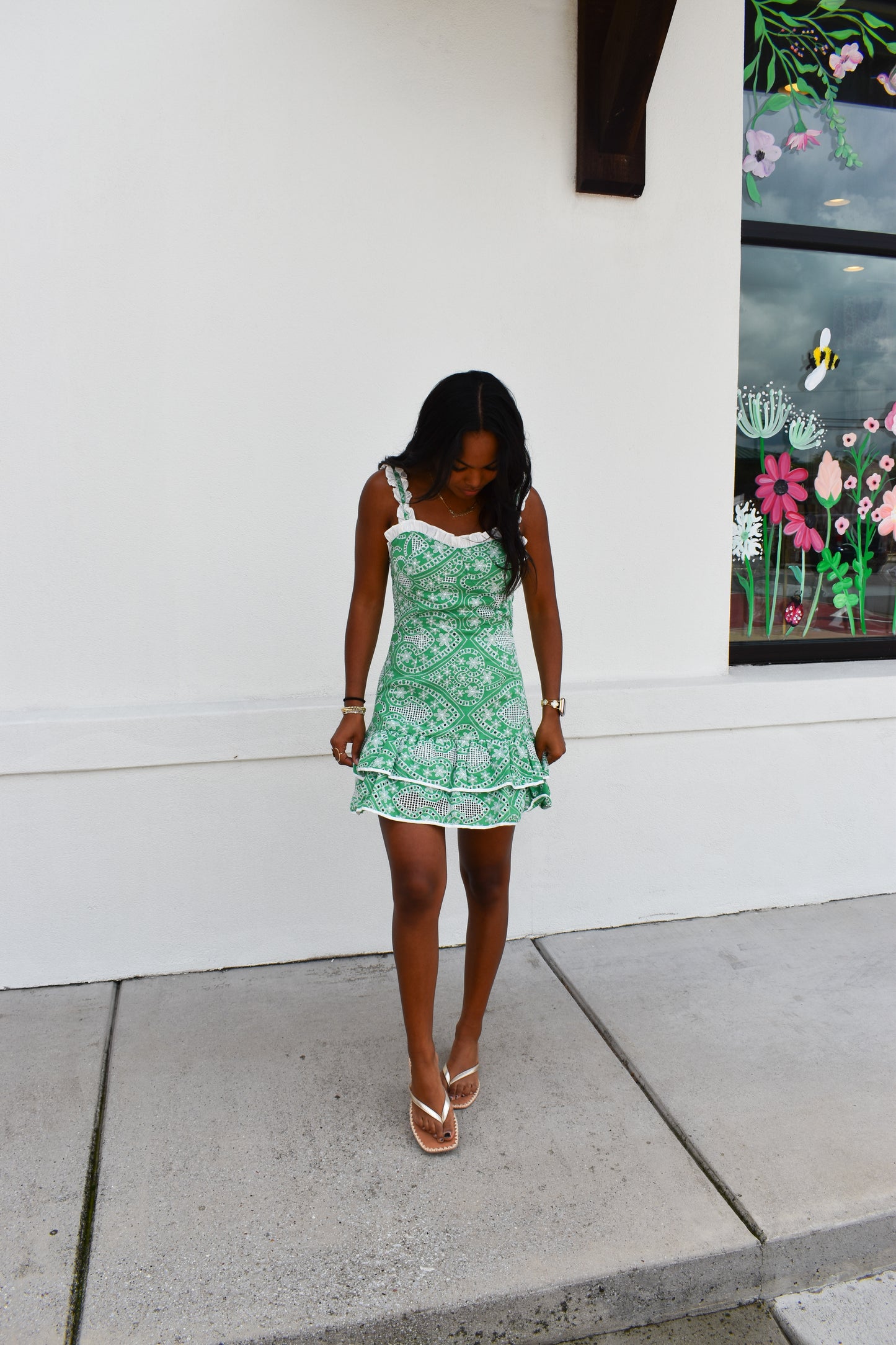 Paisley Embroidery Ruffle Mini Dress