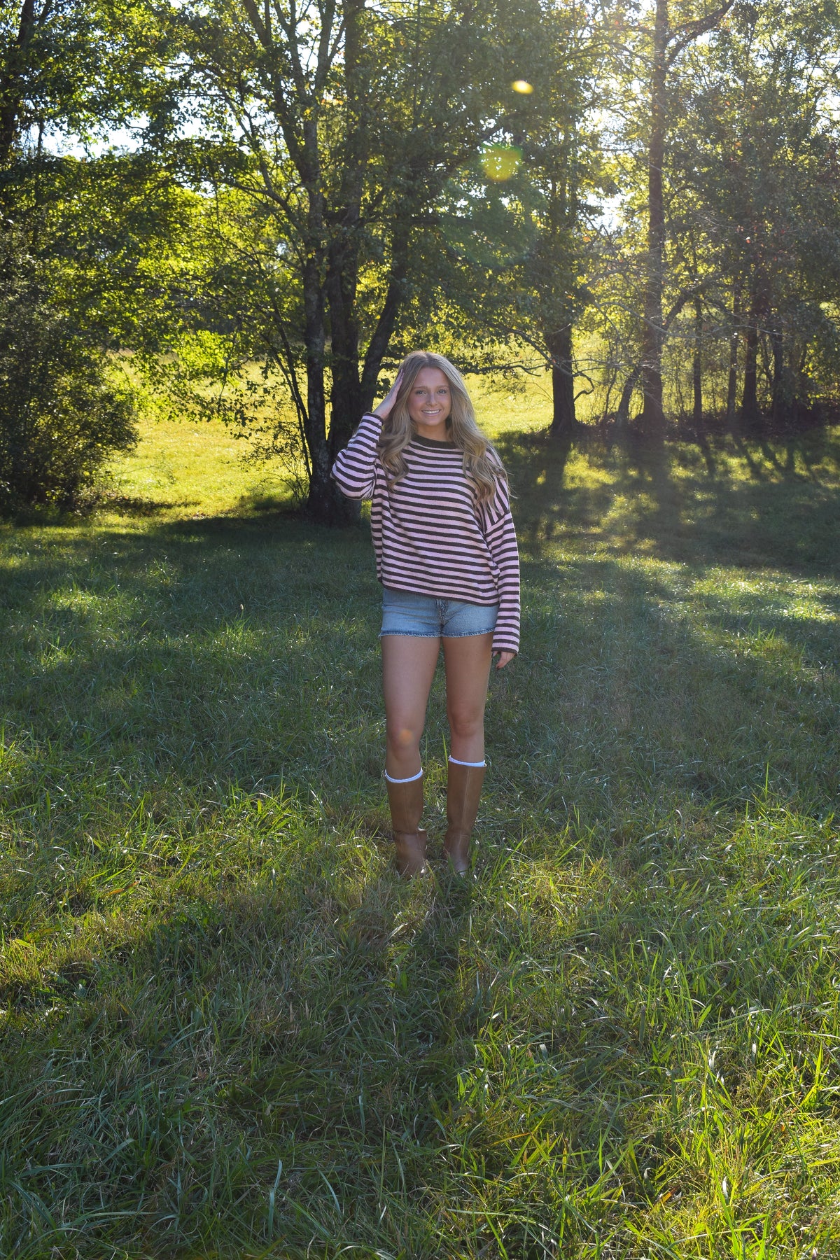 Mocha/Pink Stripe Sweater