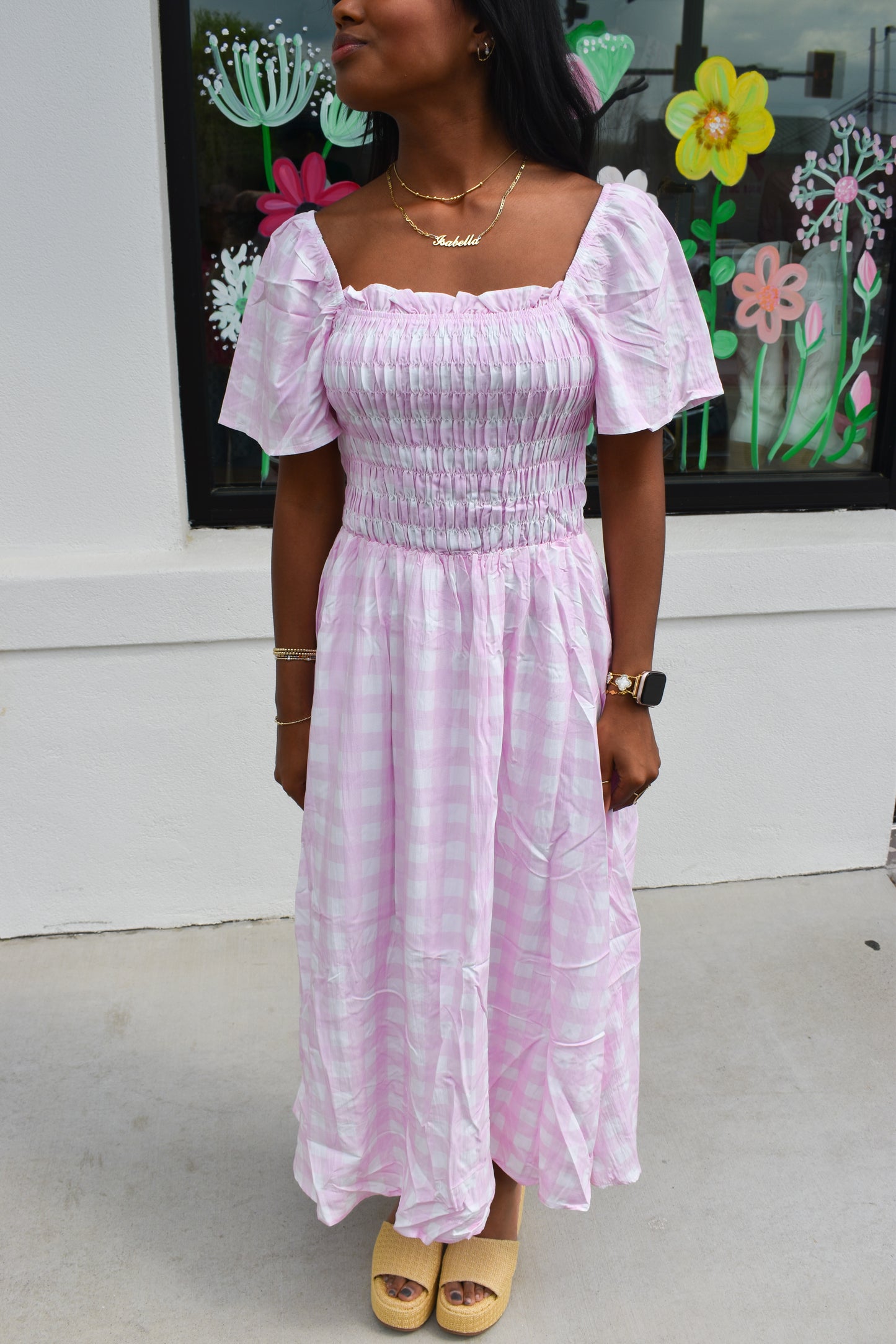 Pretty in Pink Gingham Maxi Dress
