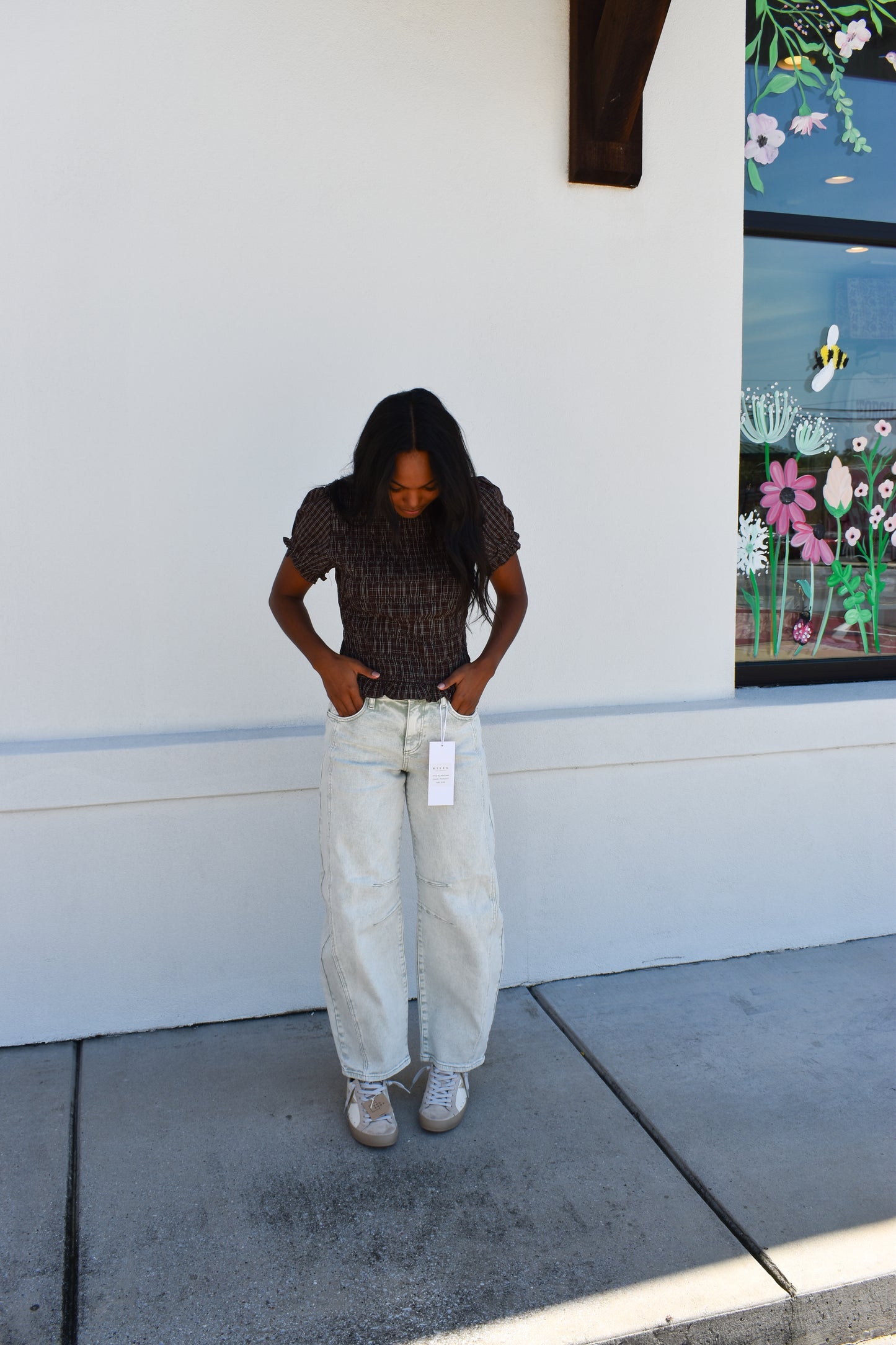 Risen Slouchy Ankle Barrel Pants: Light Wash