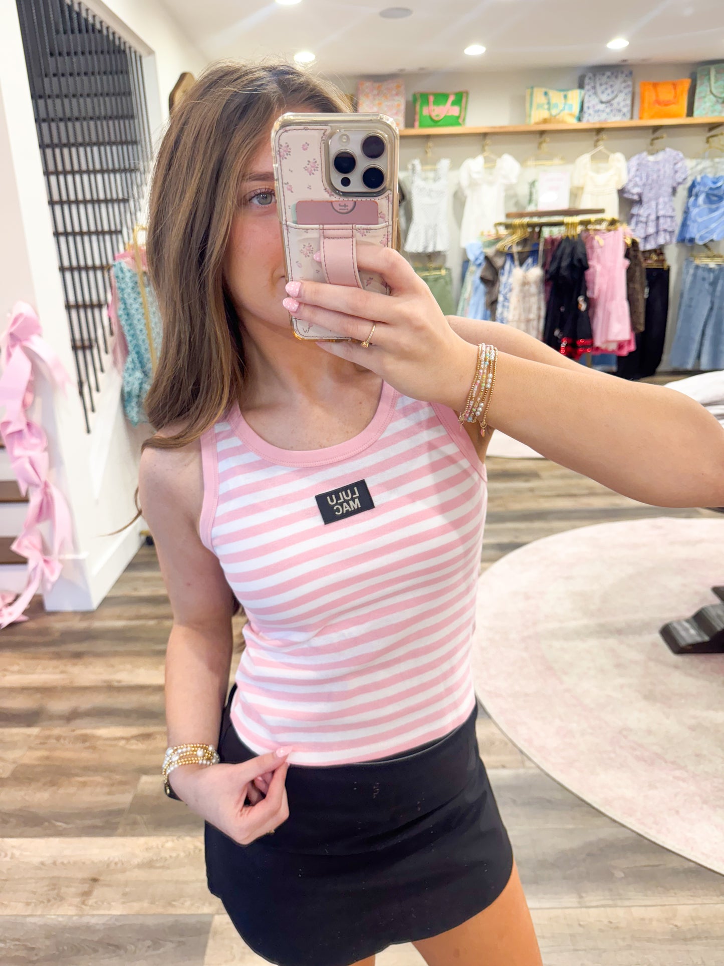 Lulu Mac Stripe Tank Top: Pink