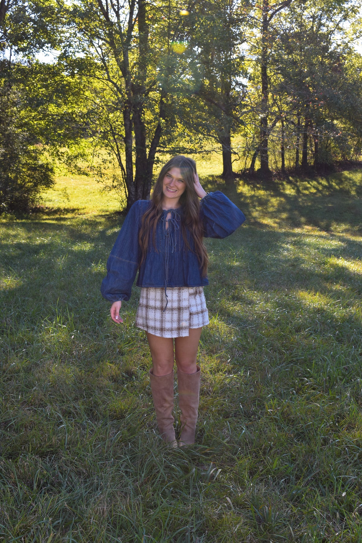 Denim Tie Top