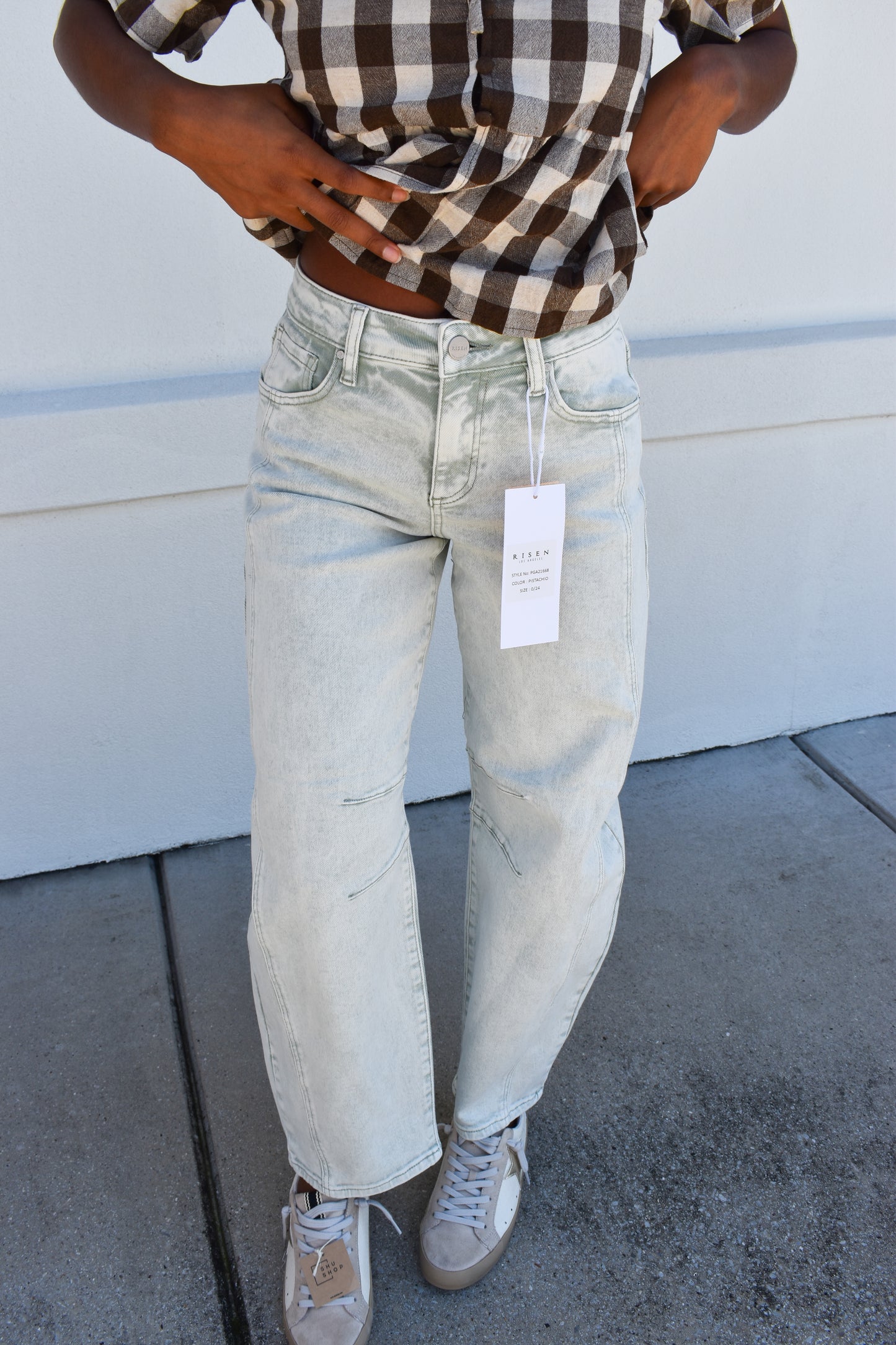 Risen Slouchy Ankle Barrel Pants: Light Wash