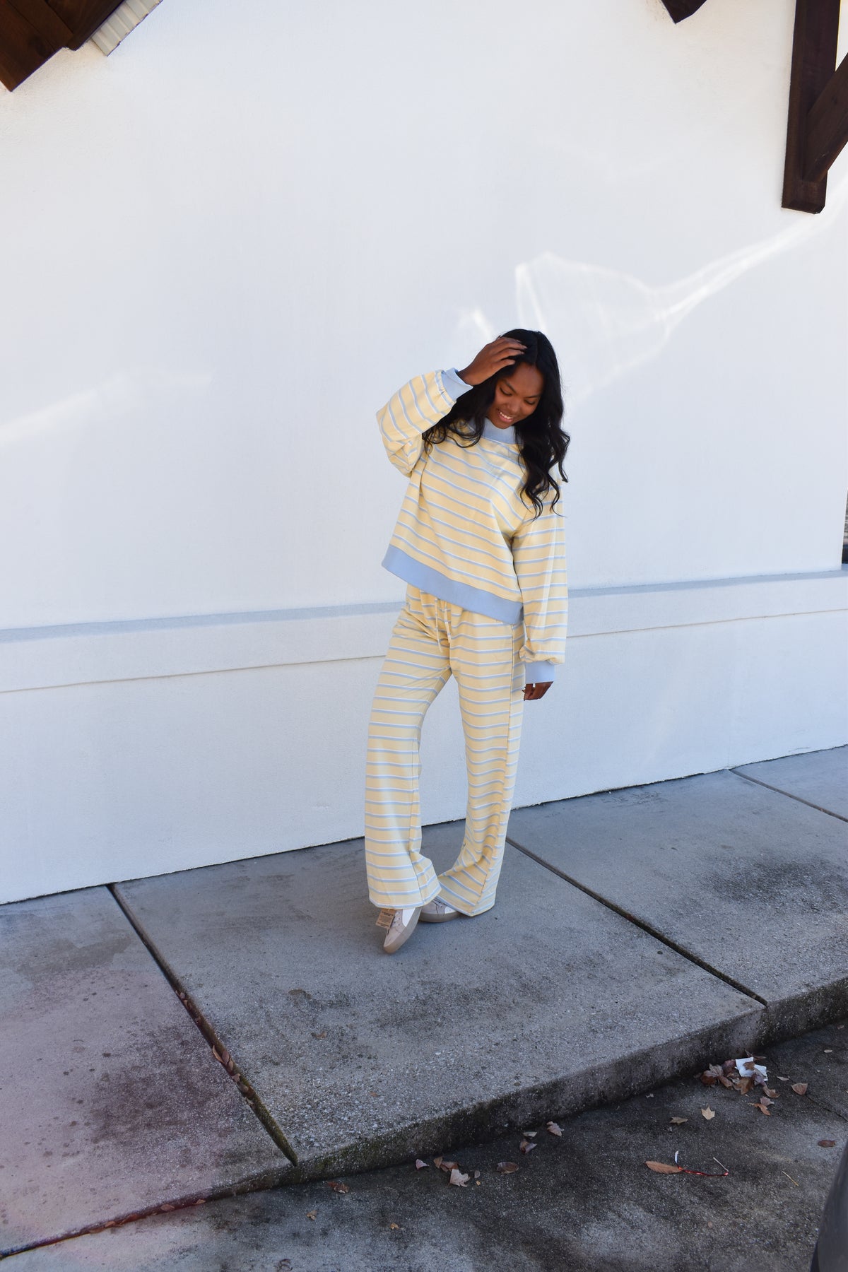 Striped Pants: Baby Blue/Lemon