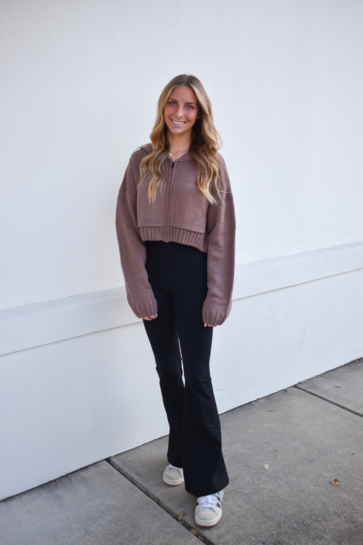 Knit Zip Up Hoodie Sweater