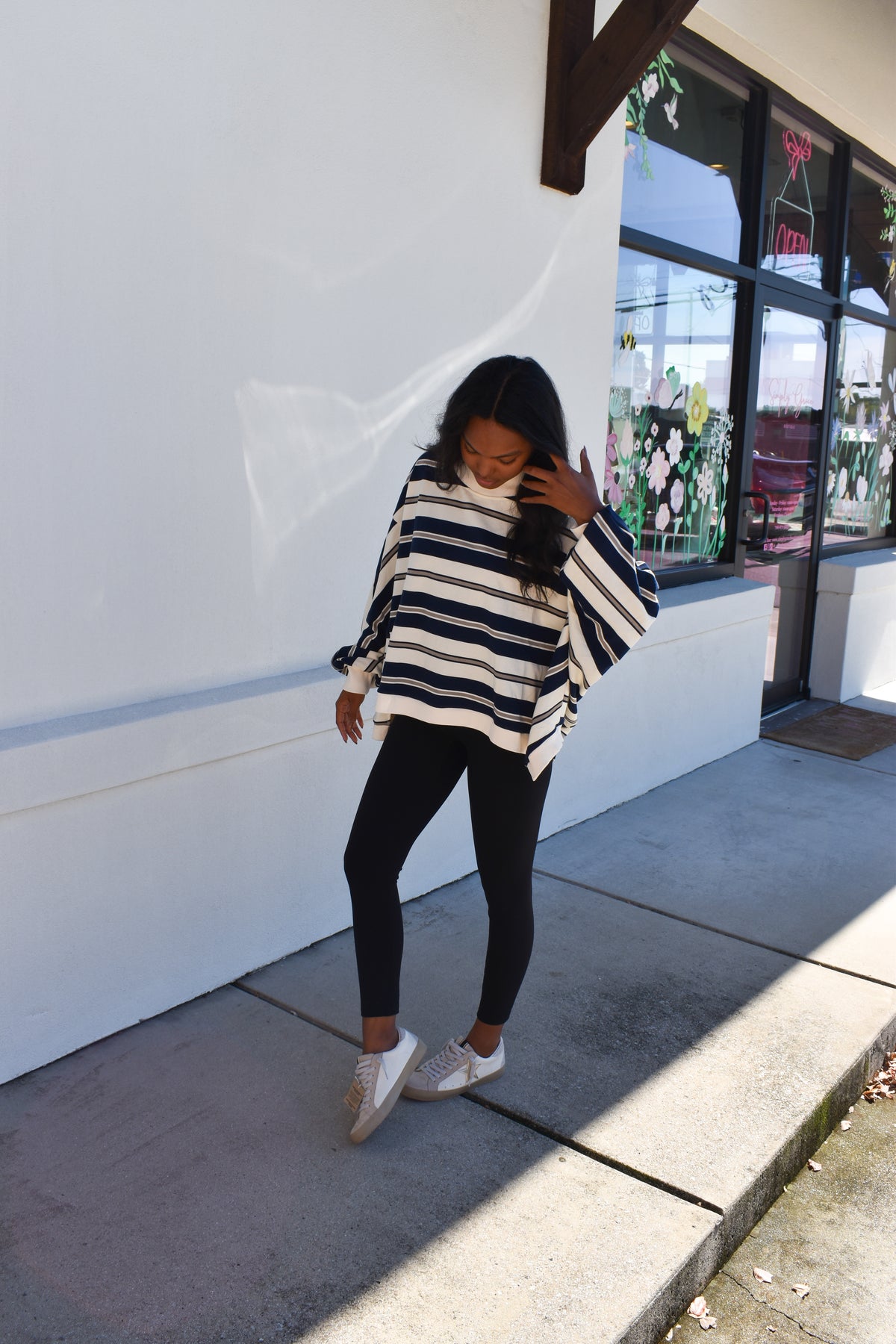 Striped Oversized Crewneck Top