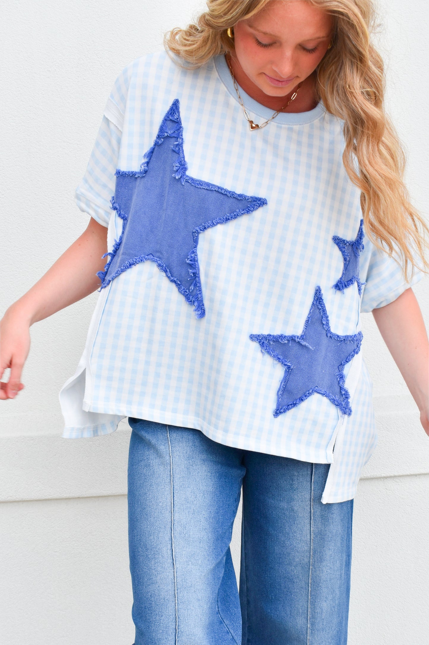 Gingham Star Patched Top
