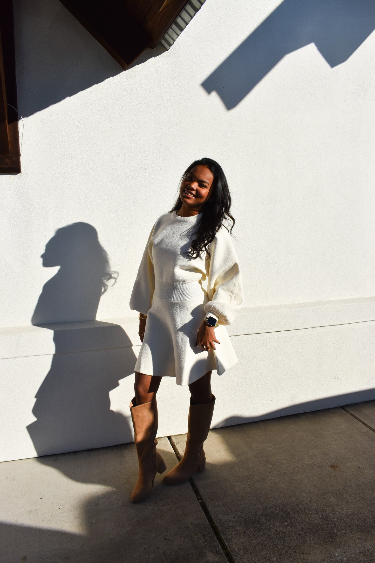 Ballon Sleeve Sweater Dress