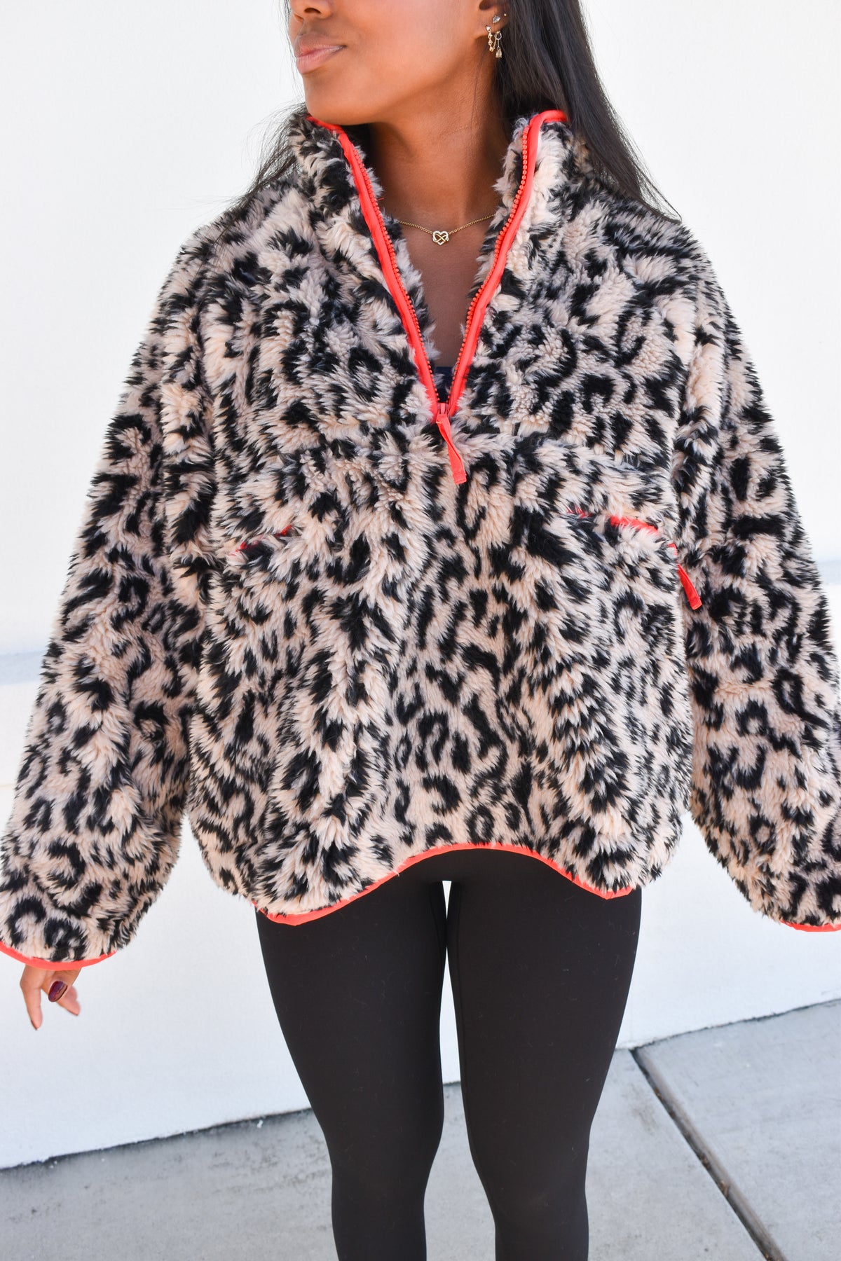 *12/30 PREORDER* Leopard Half Zip Front Pullover Jacket