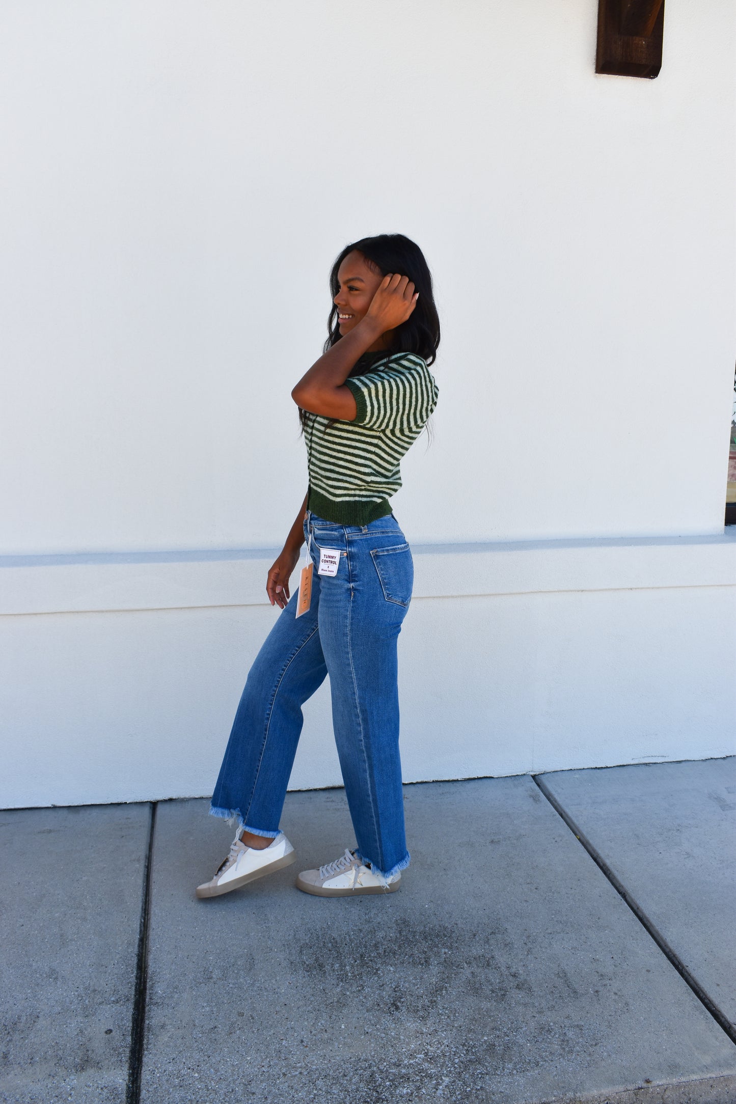 Puff Short Sleeve Stripe Cardi
