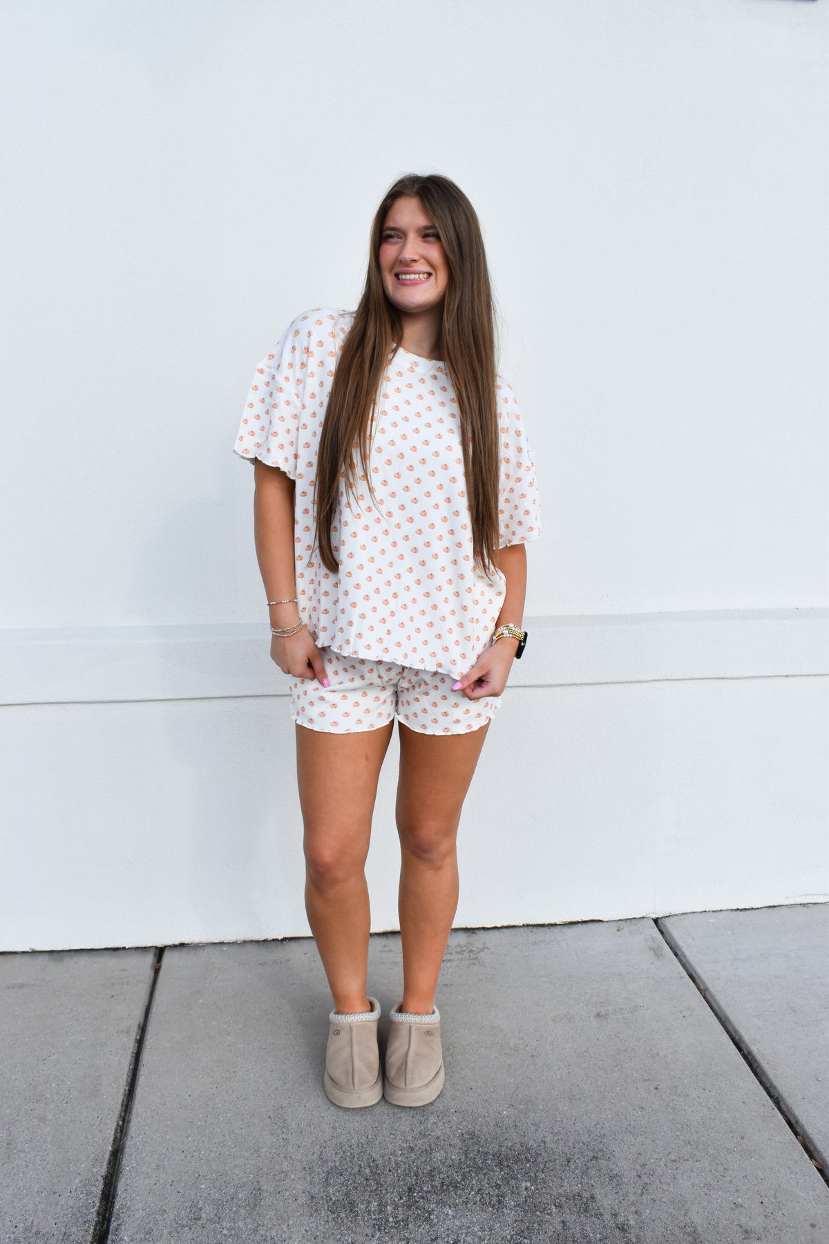 Pumpkin Fall Autumn Short Sleeve Pajama Top