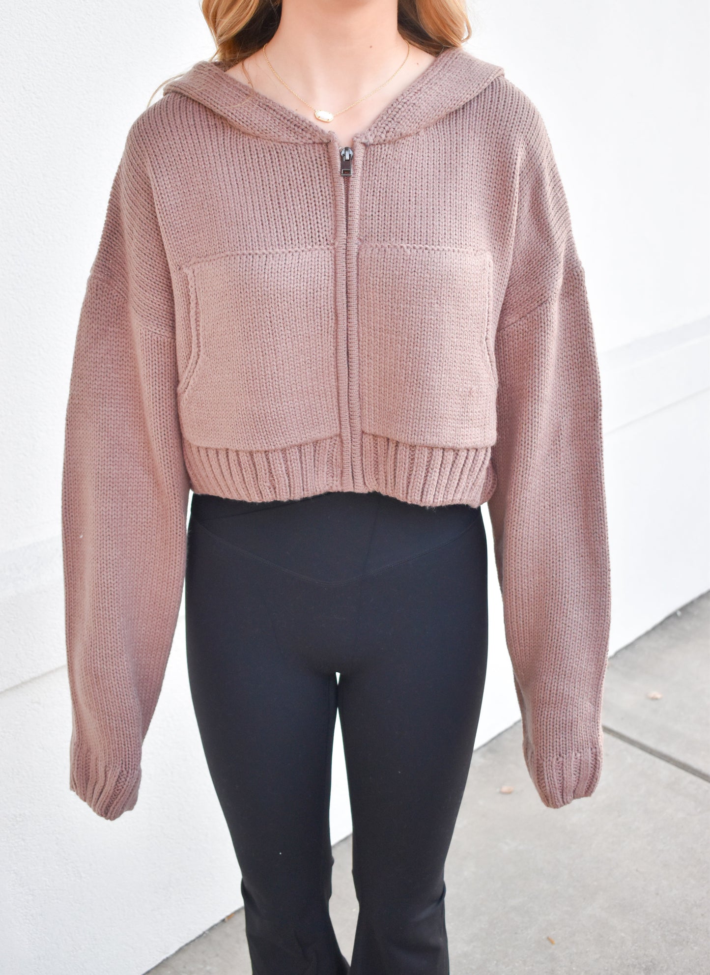 Knit Zip Up Hoodie Sweater