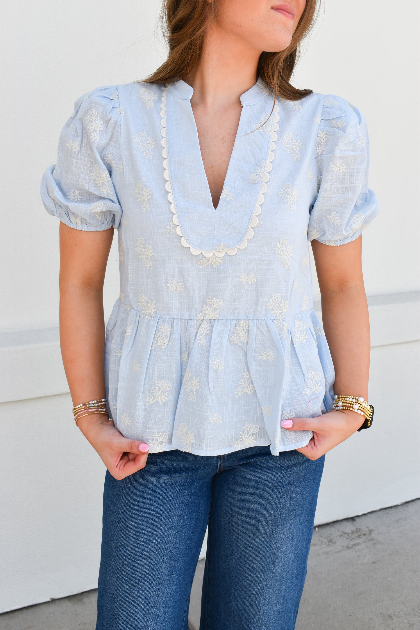 Eloise Peplum Puff Sleeve Top