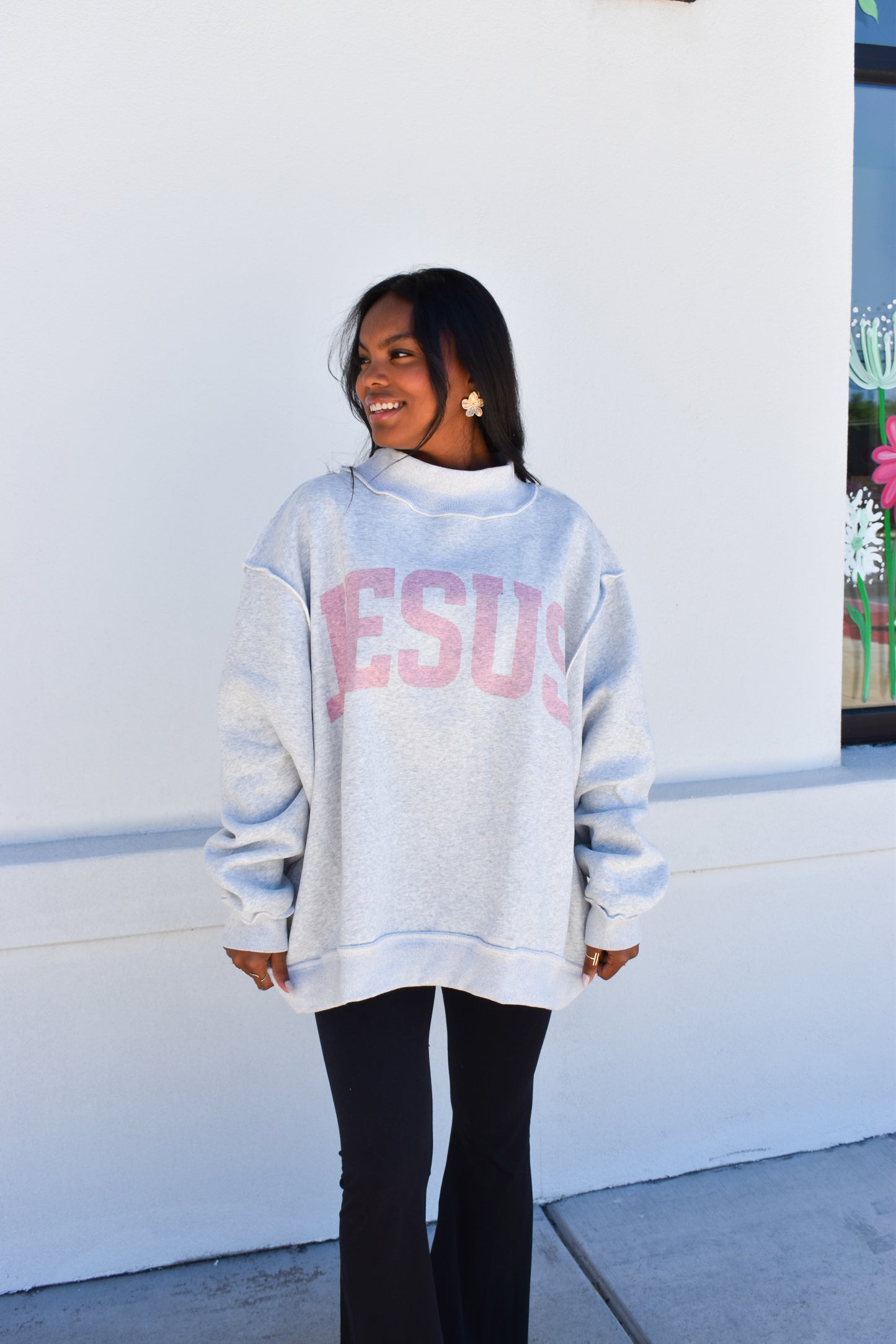 'JESUS & GOD IS GOOD' Reversible Mockneck: Pink