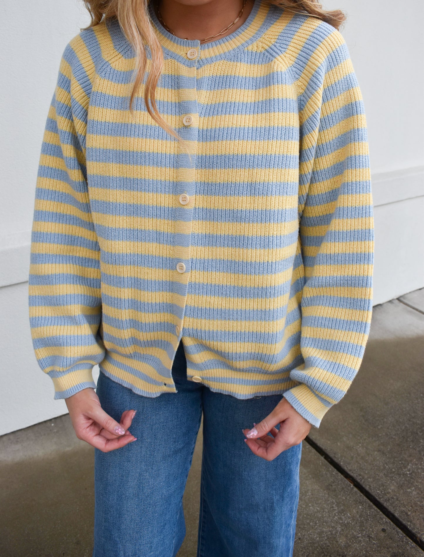 Blue/Butter Stripe Cardigan