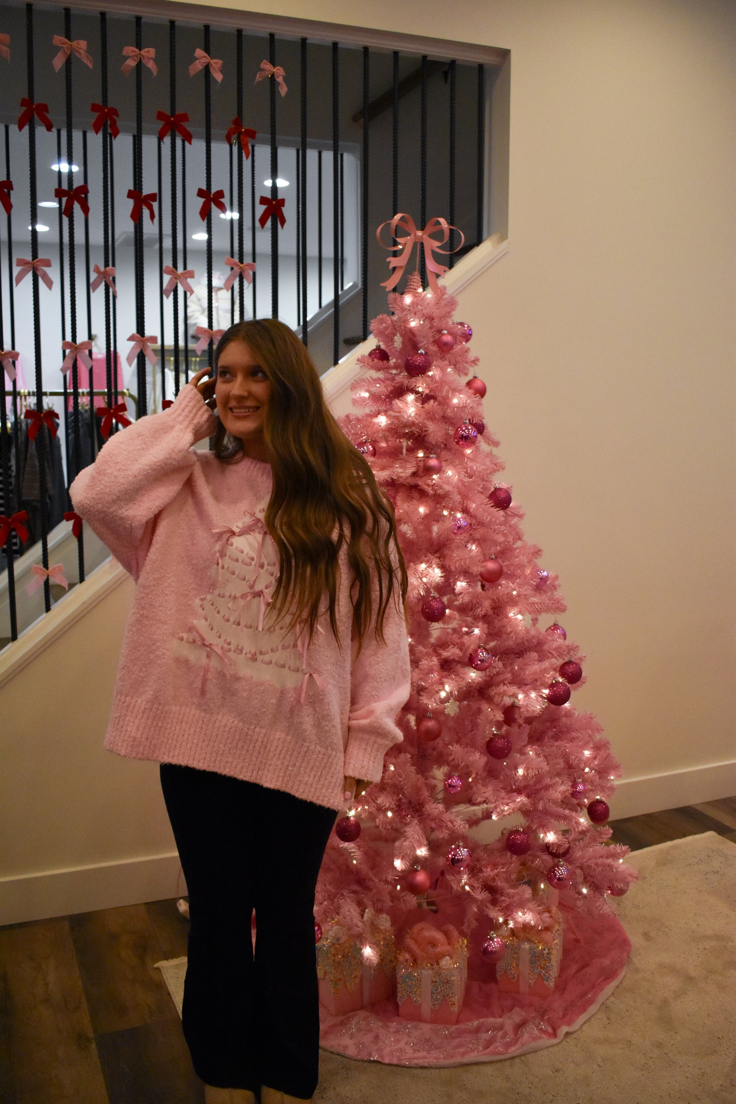 Christmas Tree W/ Satin Bow Sweater