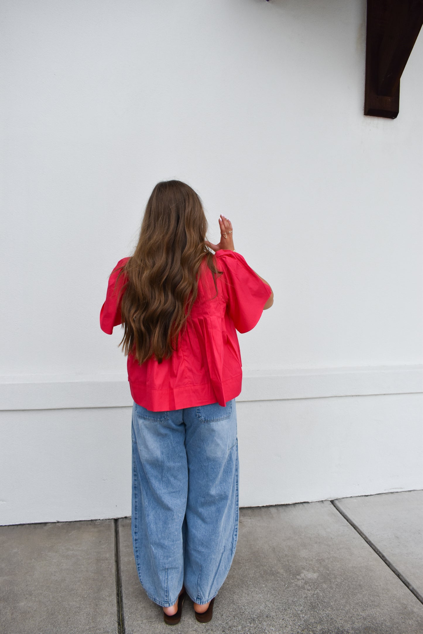 Denim Mid-Waist Drawstring Barrel Jeans