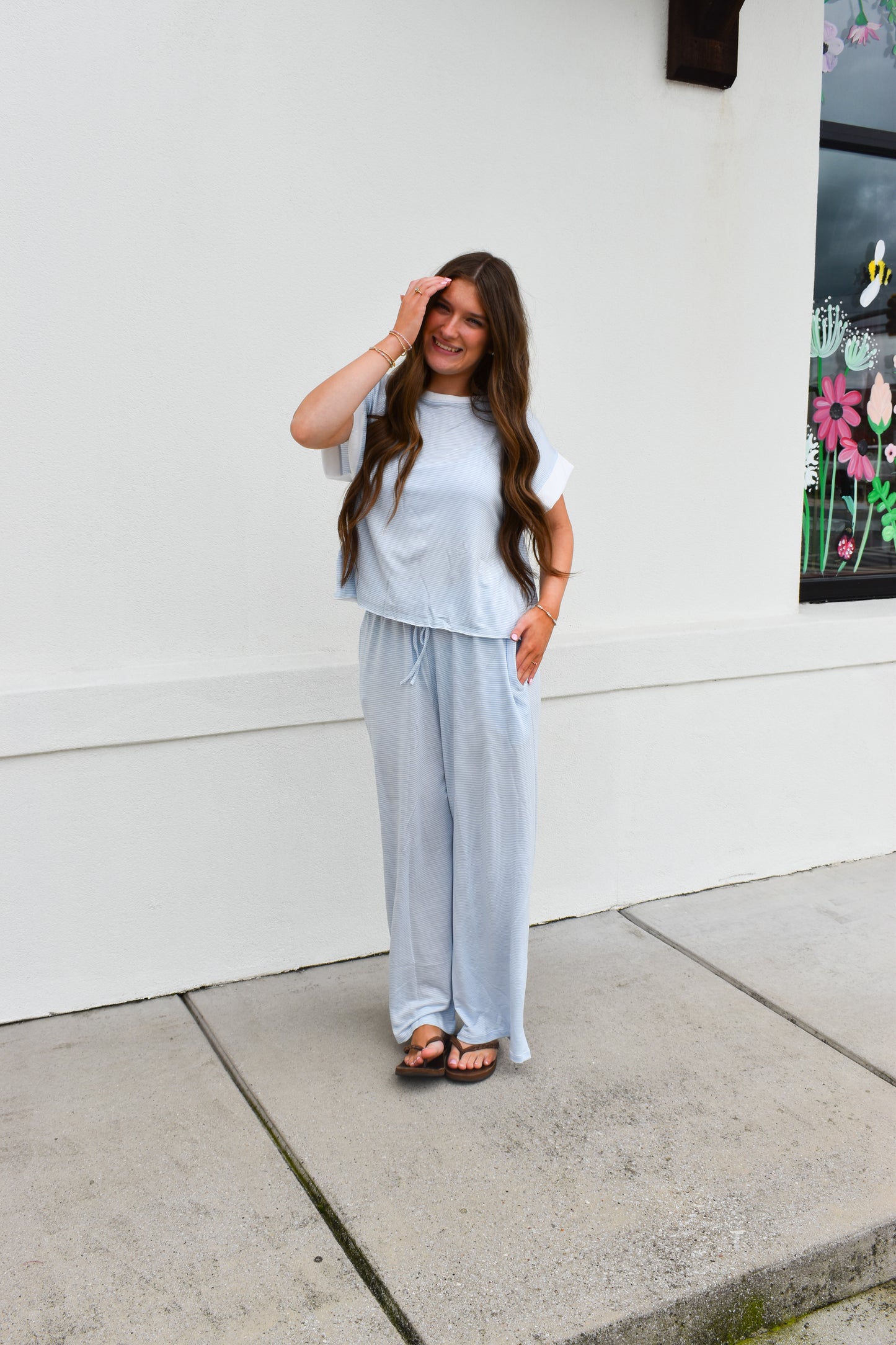 Open Back Striped Top: Blue