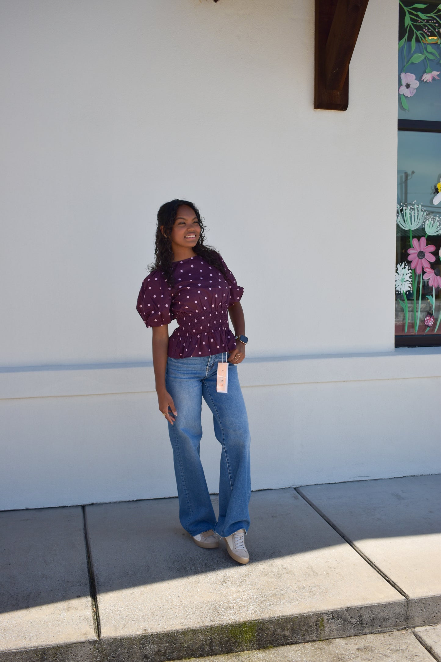 Polka Dot Plum Short Sleeve