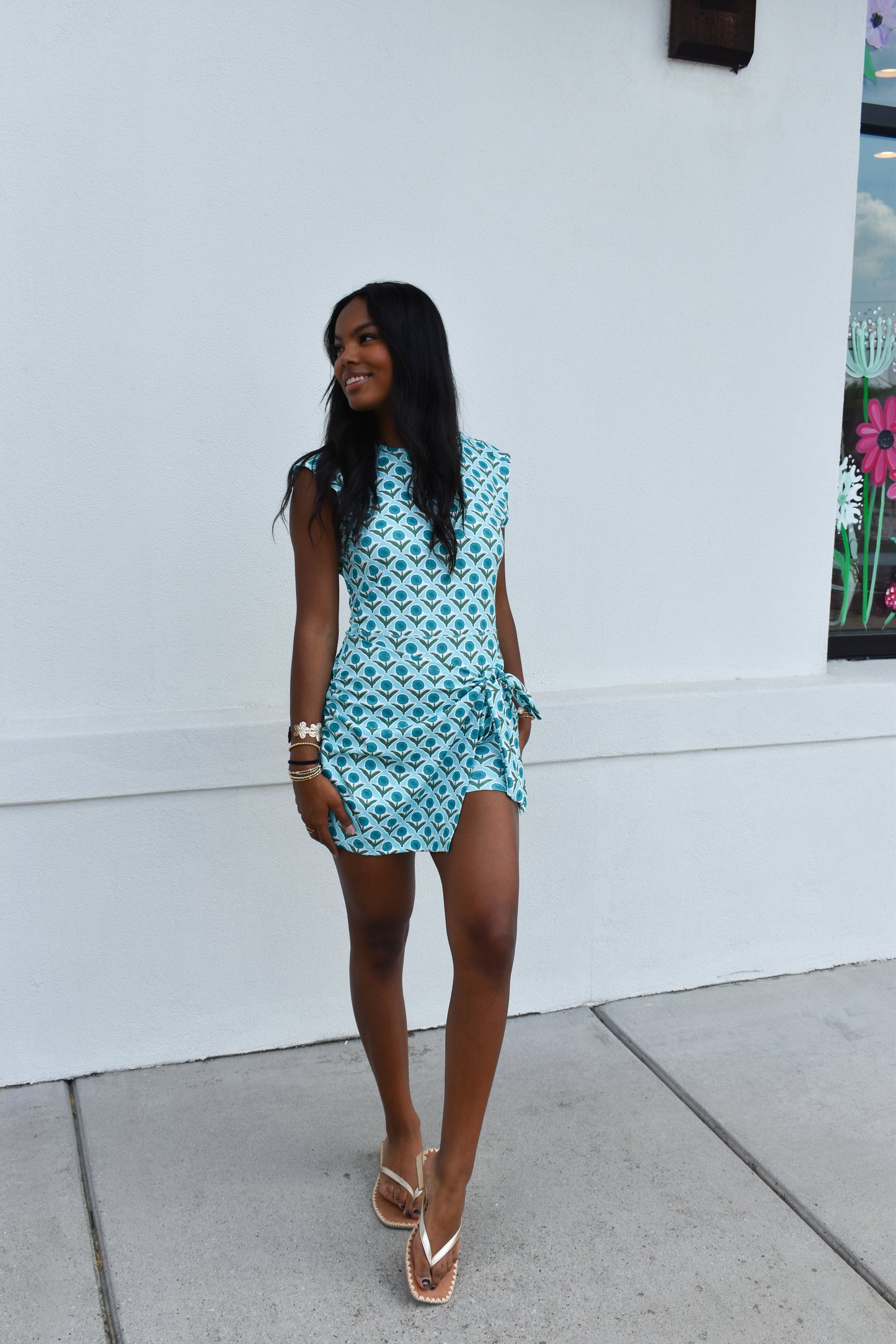 Bold Retro Floral Print Built In Shorts Dress