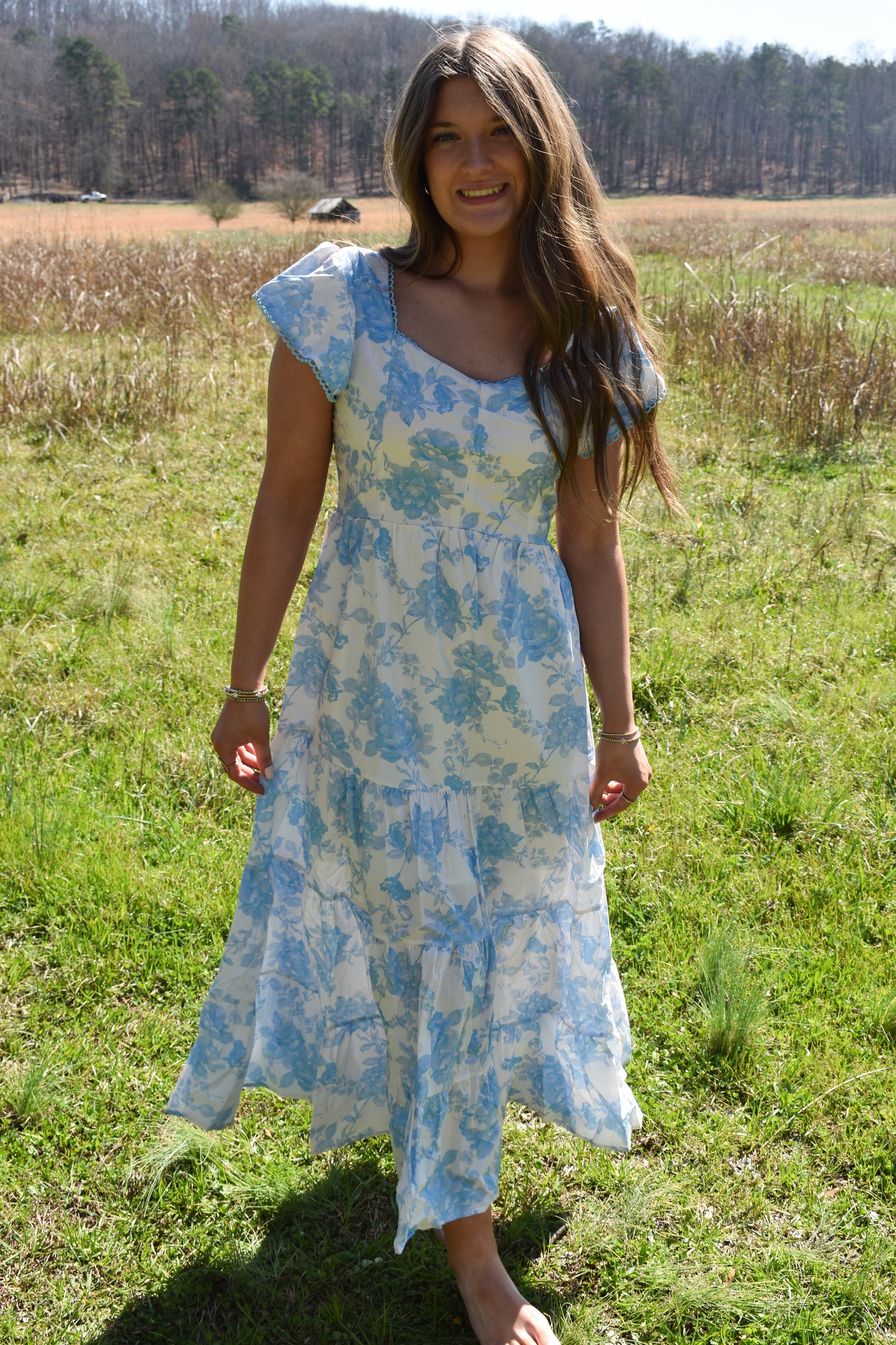 Baby Blue Floral Maxi Dress