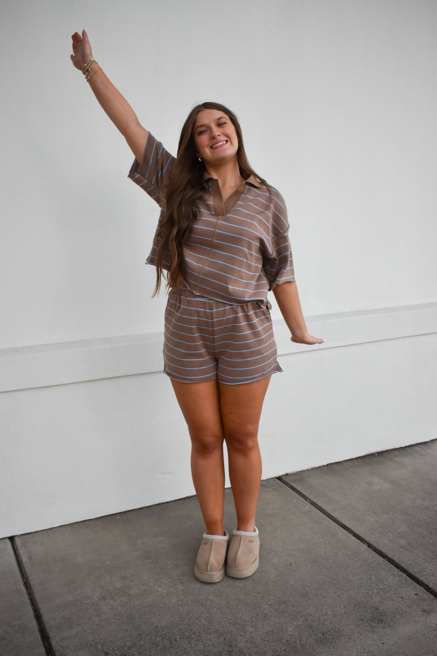 Striped Knit Shorts & Top Set