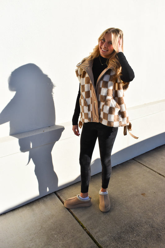 Checkered Fleece Vest