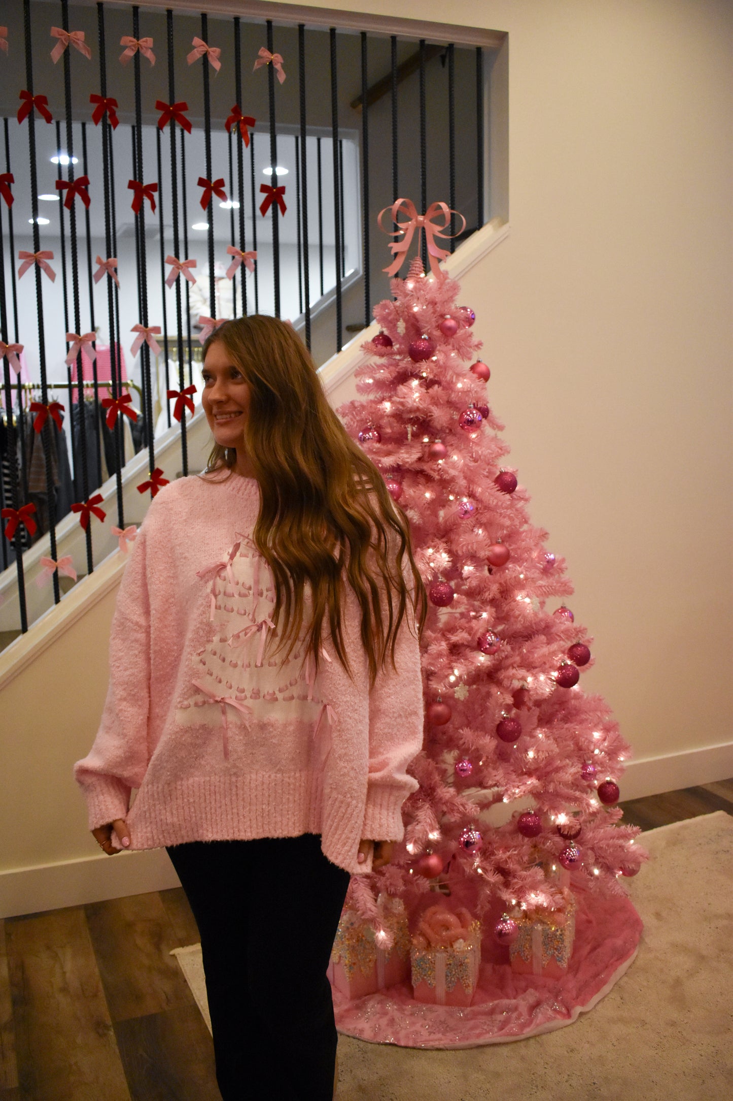 Christmas Tree W/ Satin Bow Sweater