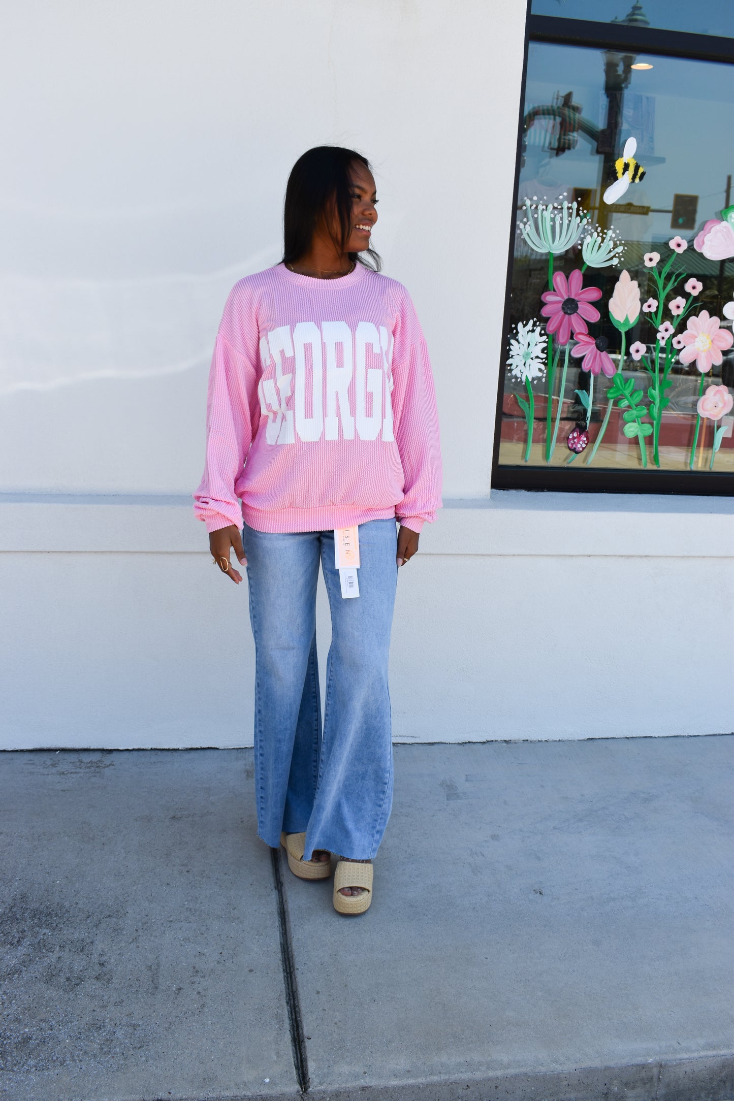 Pink Ribbed Georgia Sweatshirt