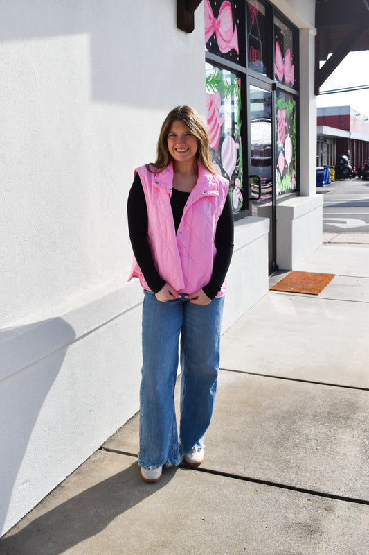 Sally Pink Quilted Vest