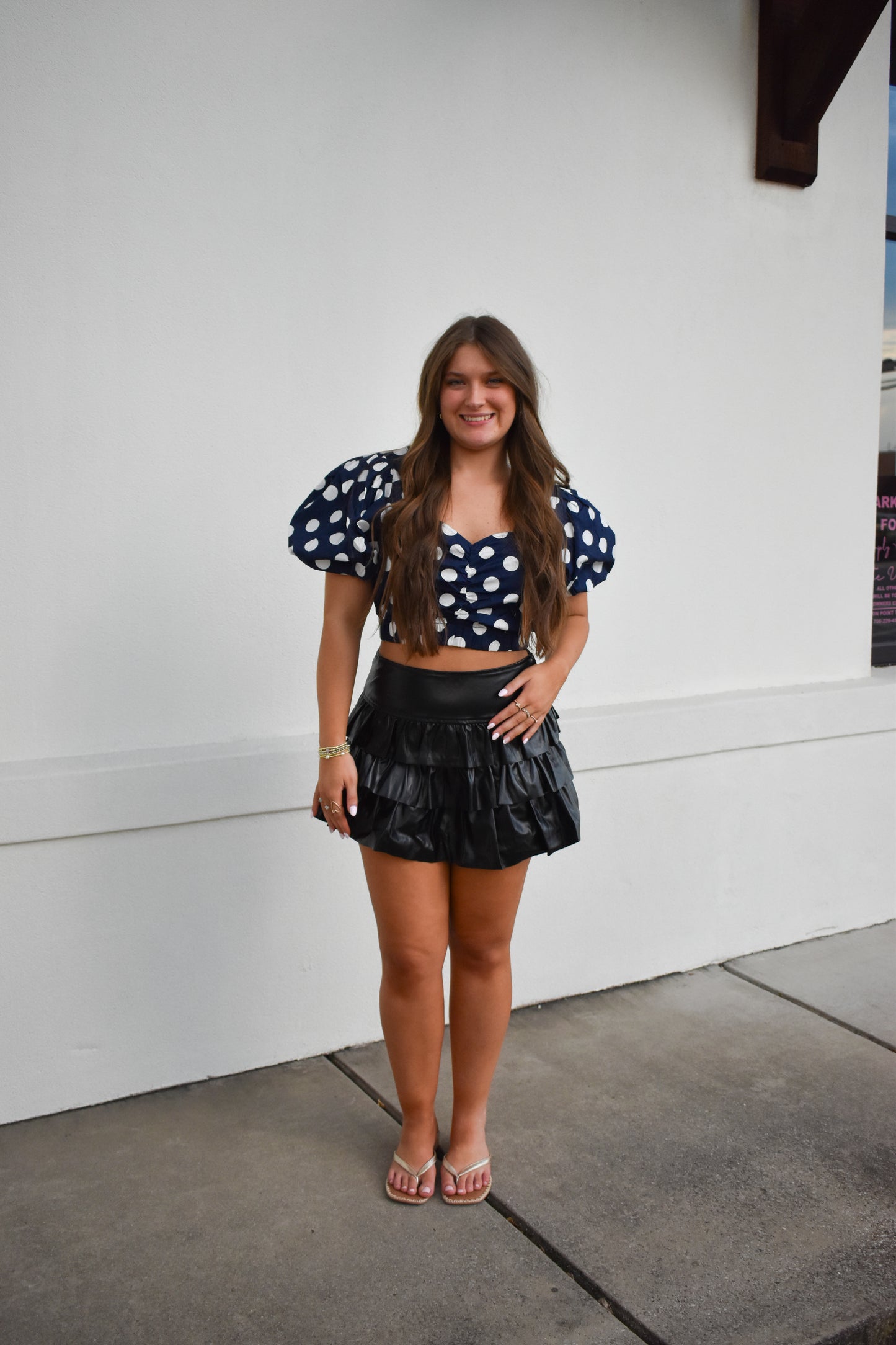 Cropped Polka Dot Bubble Top