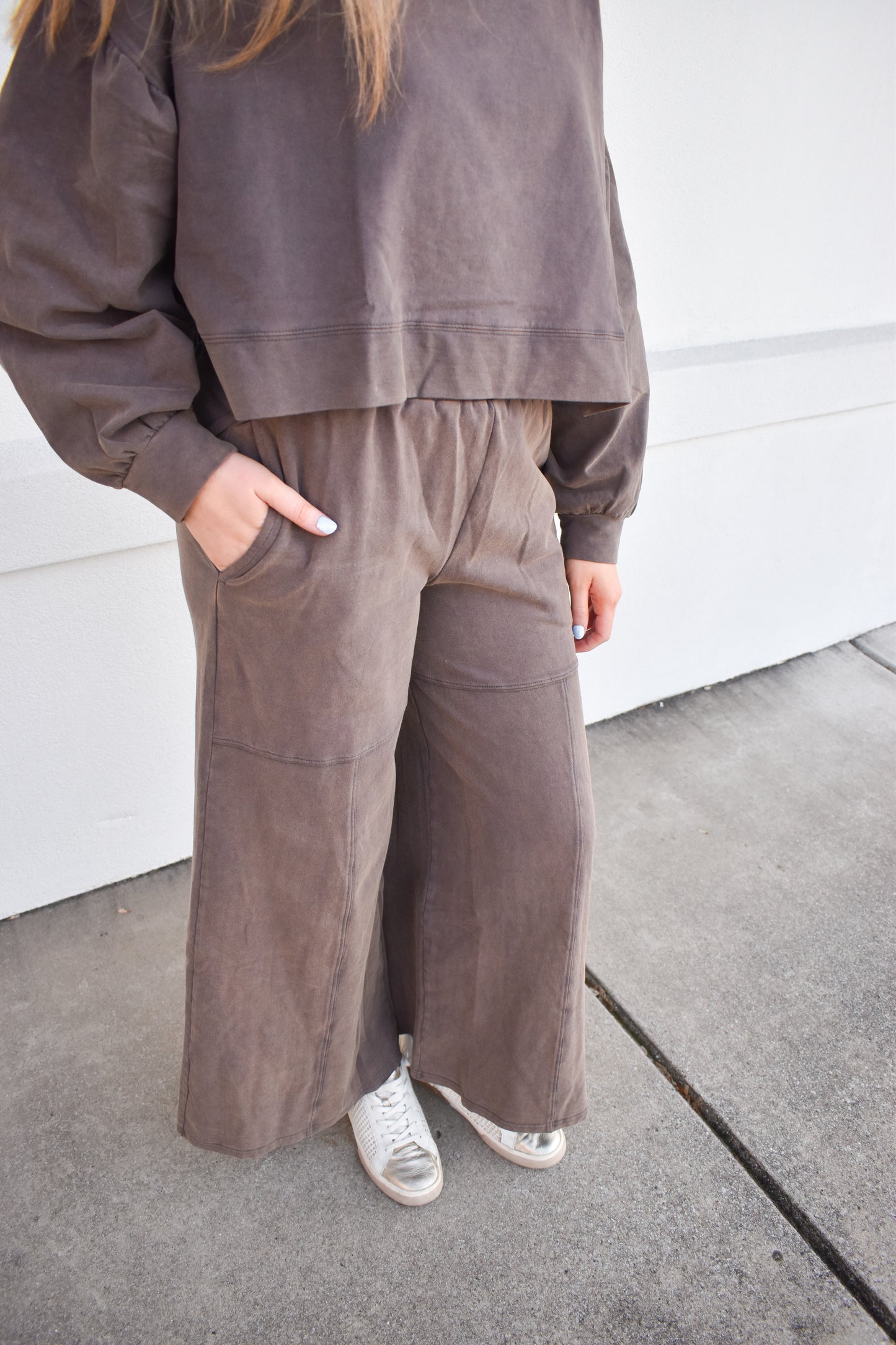 Washed French Terry Ruffle Sweatpants