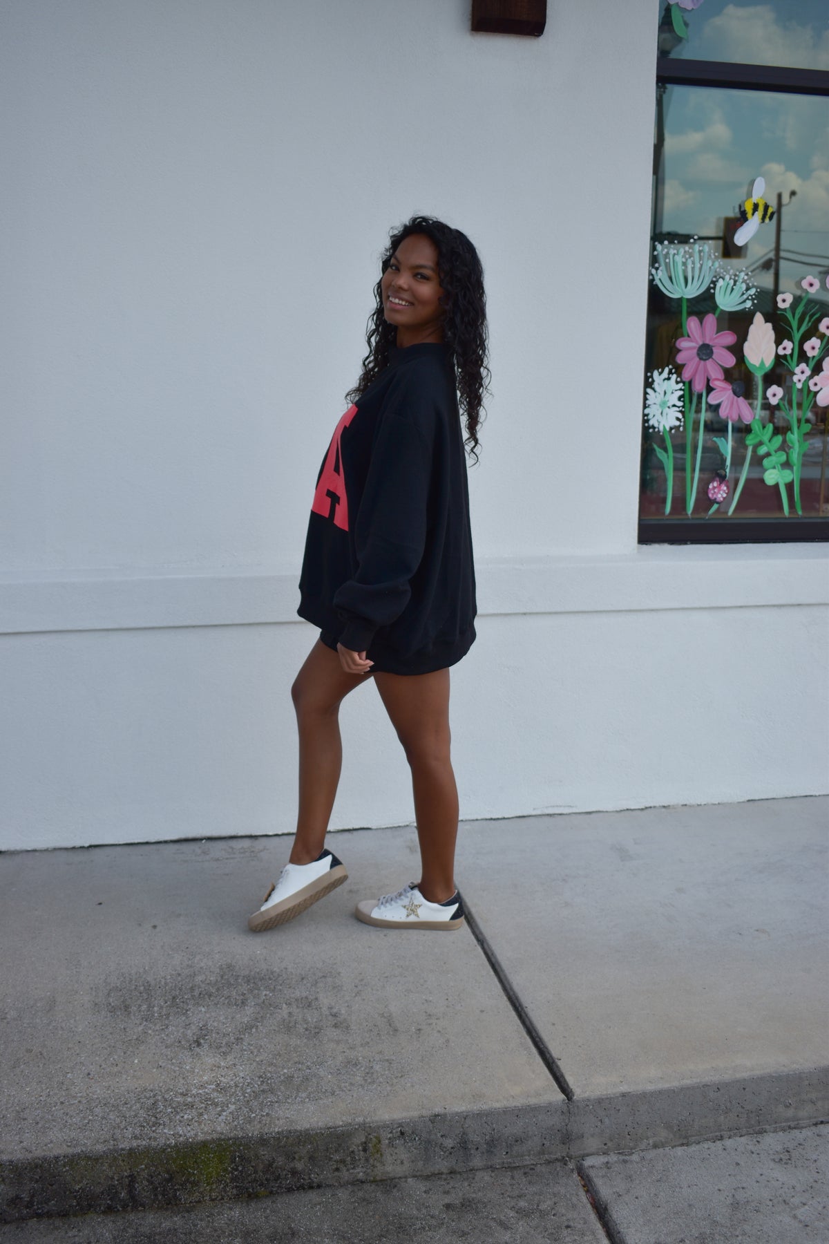 'GEORGIA&GA' Reversible Mockneck Sweatshirt: Black