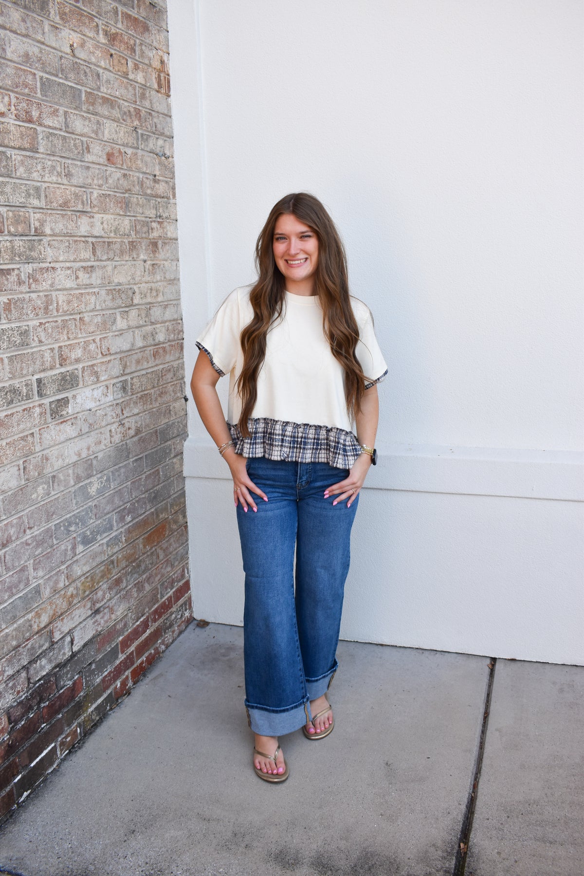 Hadley Plaid Trim Top