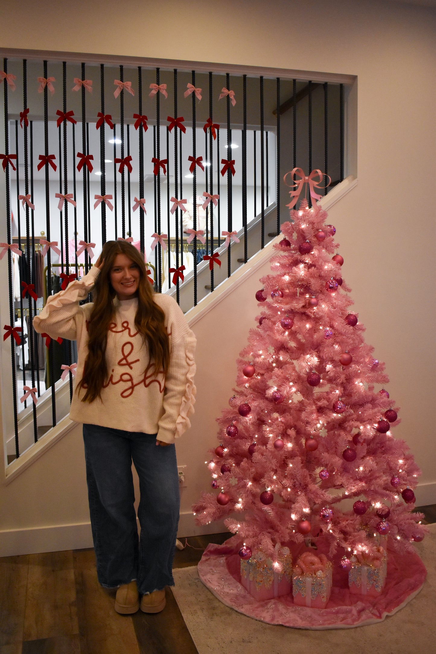 Merry & Bright Cord Letter Ruffle Top