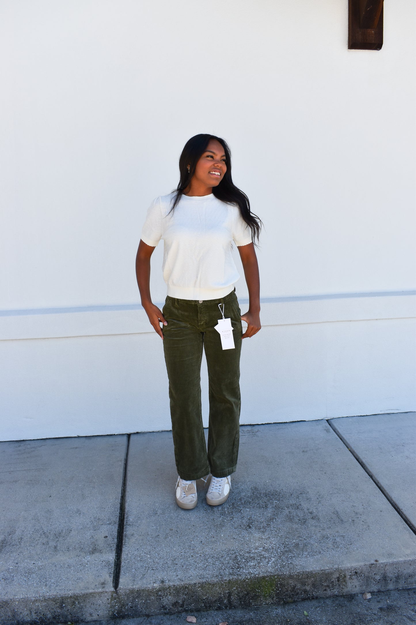 Starburst Pointelle Puff Sleeve Sweater