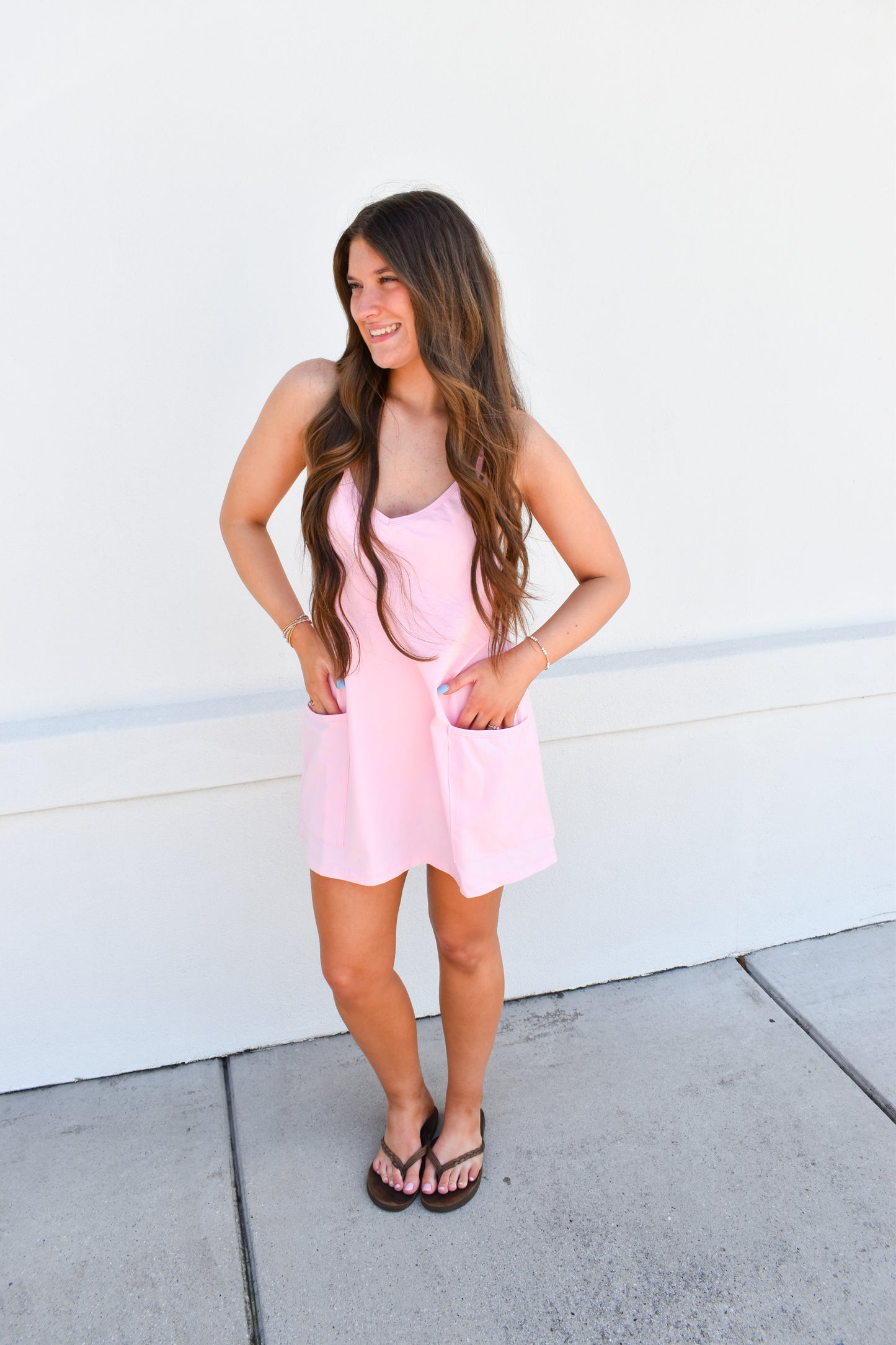 Mini Dress W/ Built in Romper Lining: Pink